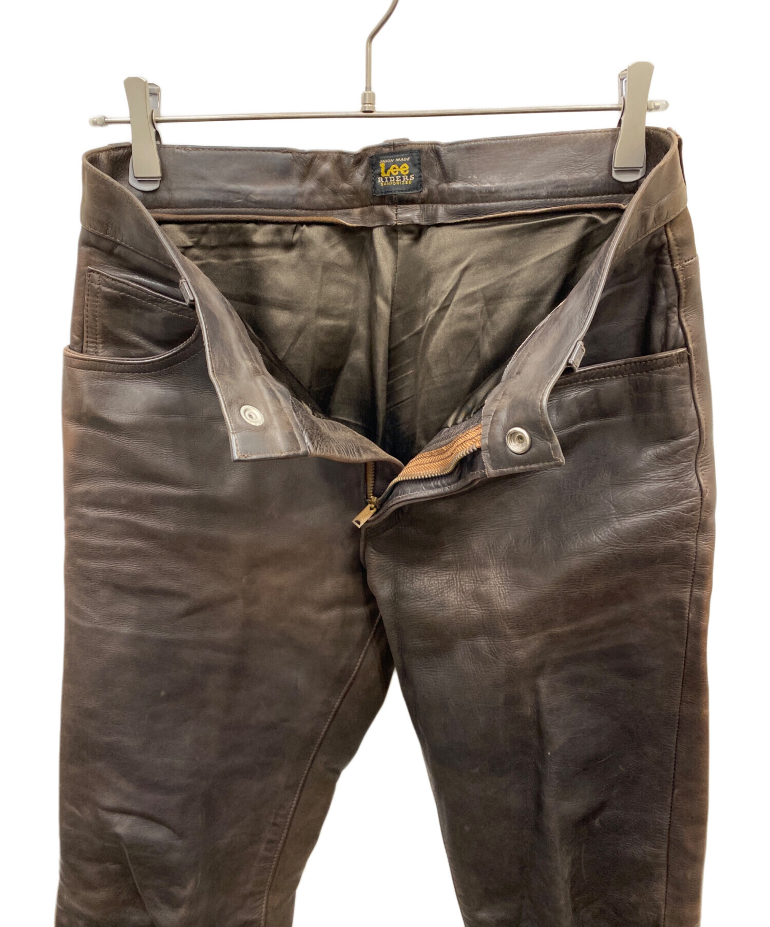 中古・古着通販】LEE (リー) レザーパンツ ブラウン サイズ:W32