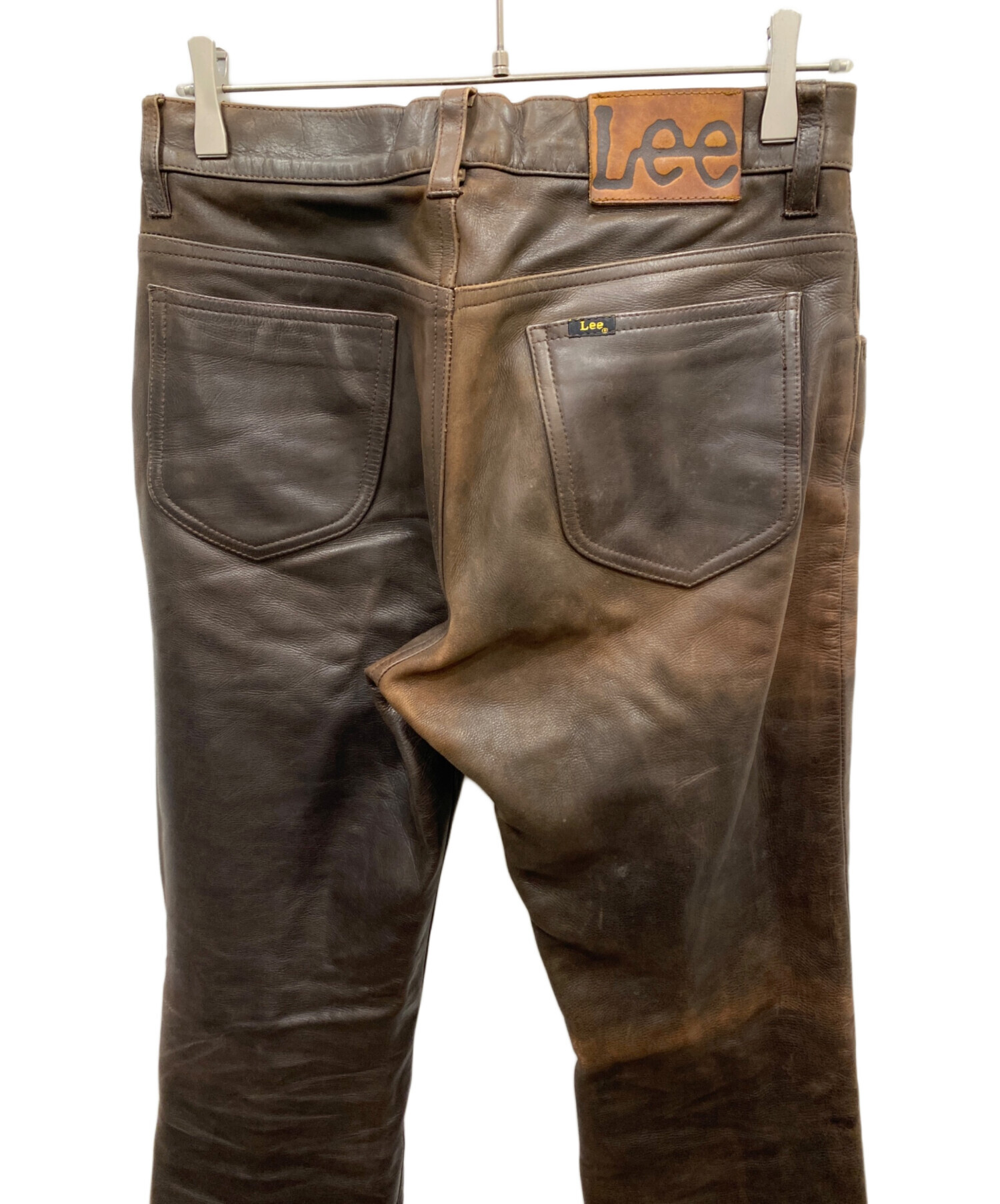 中古・古着通販】LEE (リー) レザーパンツ ブラウン サイズ:W32