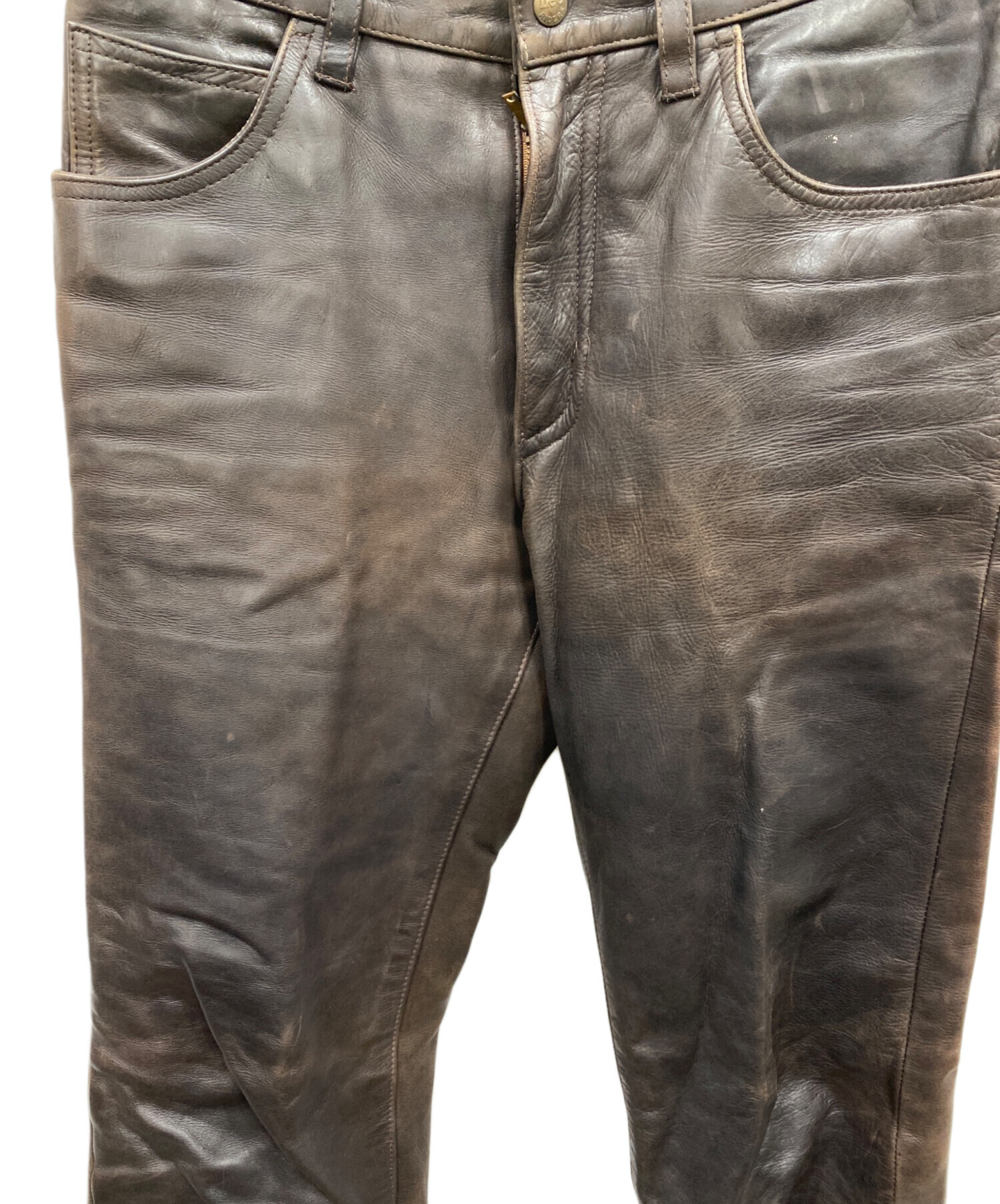 中古・古着通販】LEE (リー) レザーパンツ ブラウン サイズ:W32