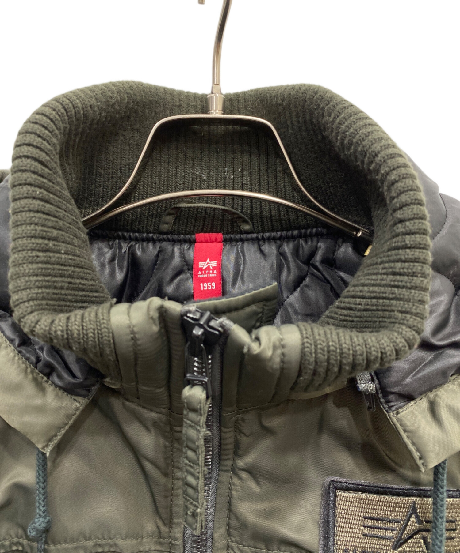 中古・古着通販】ALPHA (アルファ) フーデッドリブジャケット グリーン