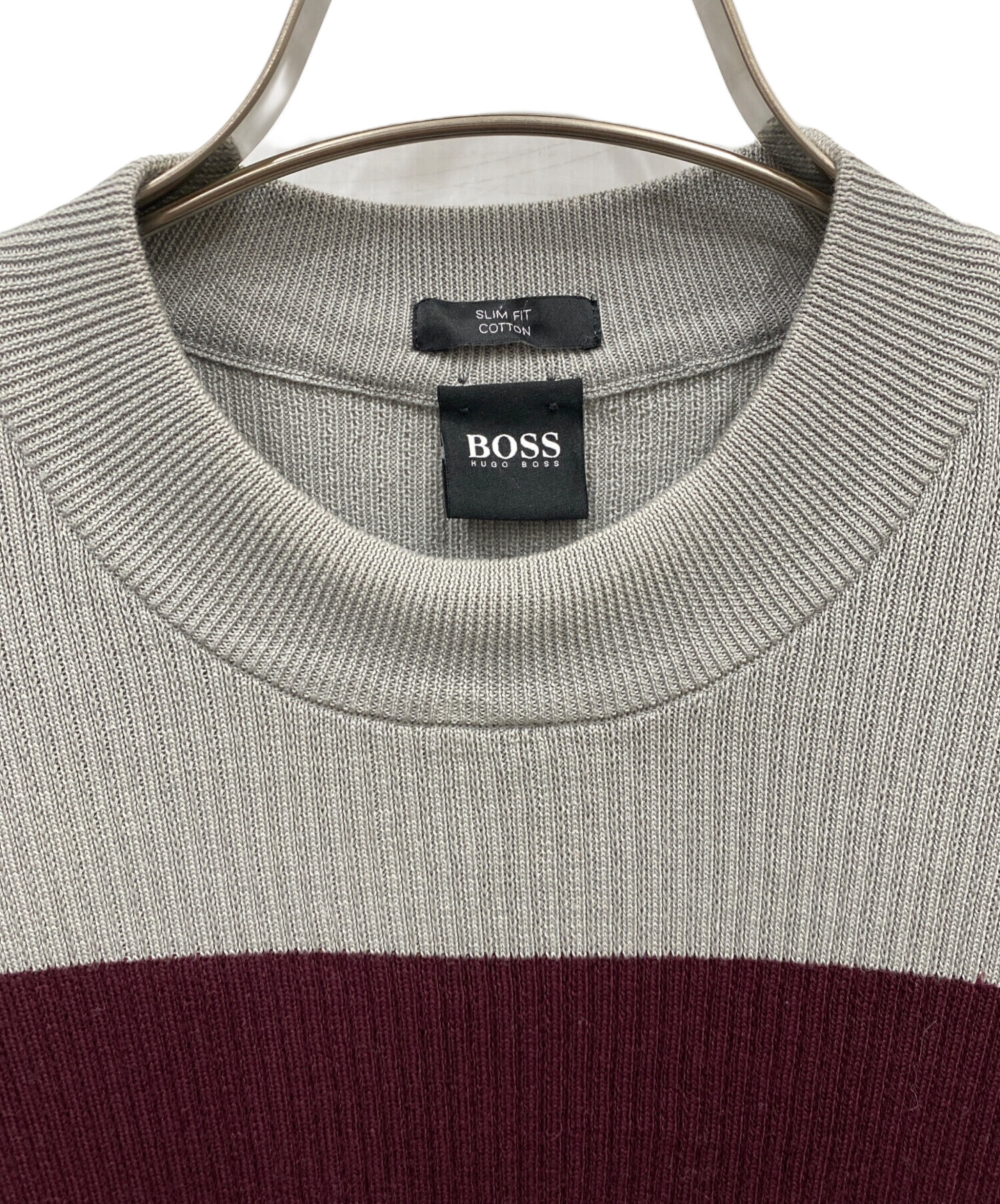 中古・古着通販】HUGO BOSS (ヒューゴ ボス) ボーダーニット グレー