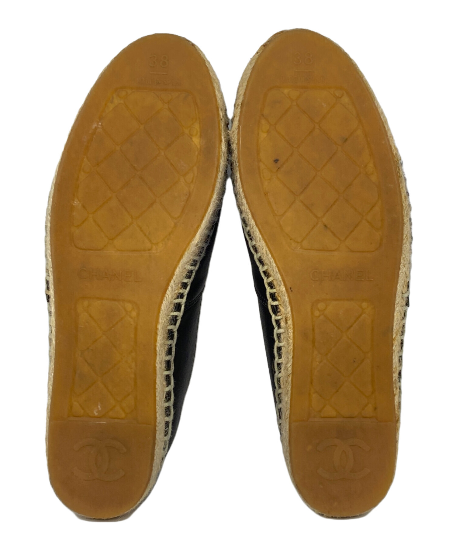 未使用 23年製 CHANEL エスパドリーユ 黒 スニーカー 38 シャネル 中古