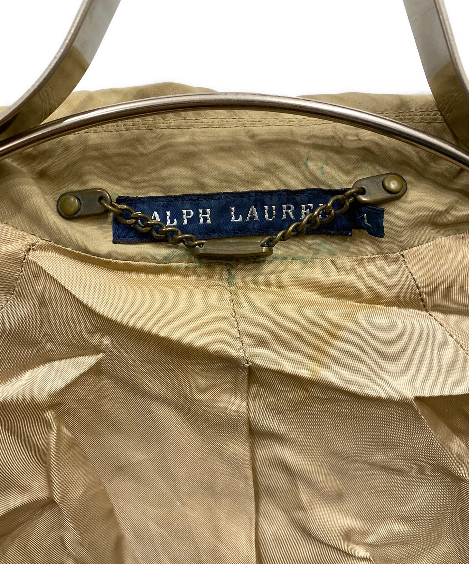 美品ラルフローレン リネン100% ステンカラーコート 11号 Lベージュ日本製 Ralph Lauren - RALPH LAUREN ラルフローレン ステンカラーコートの