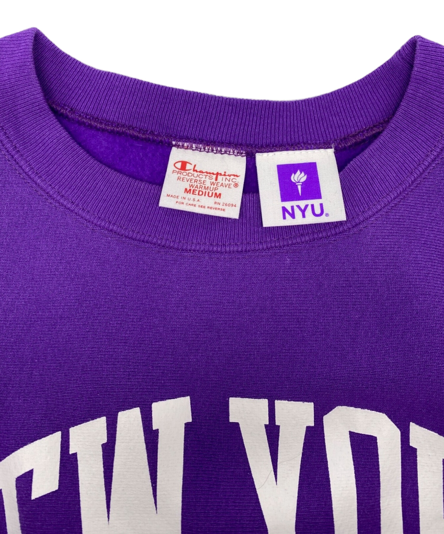 取り寄せ オンライン Champion NYU 赤タグ復刻パープル スウェット XL 