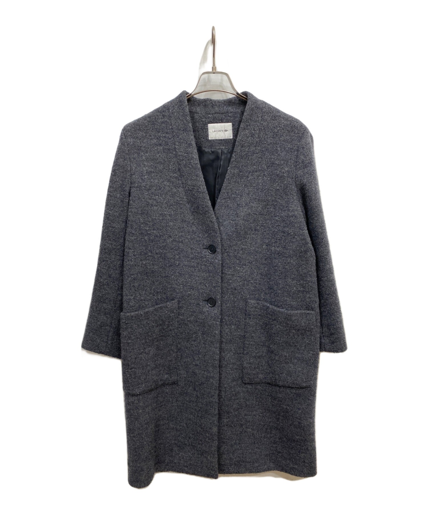 中古・古着通販】LACOSTE (ラコステ) ウールコート ブラック サイズ:36 