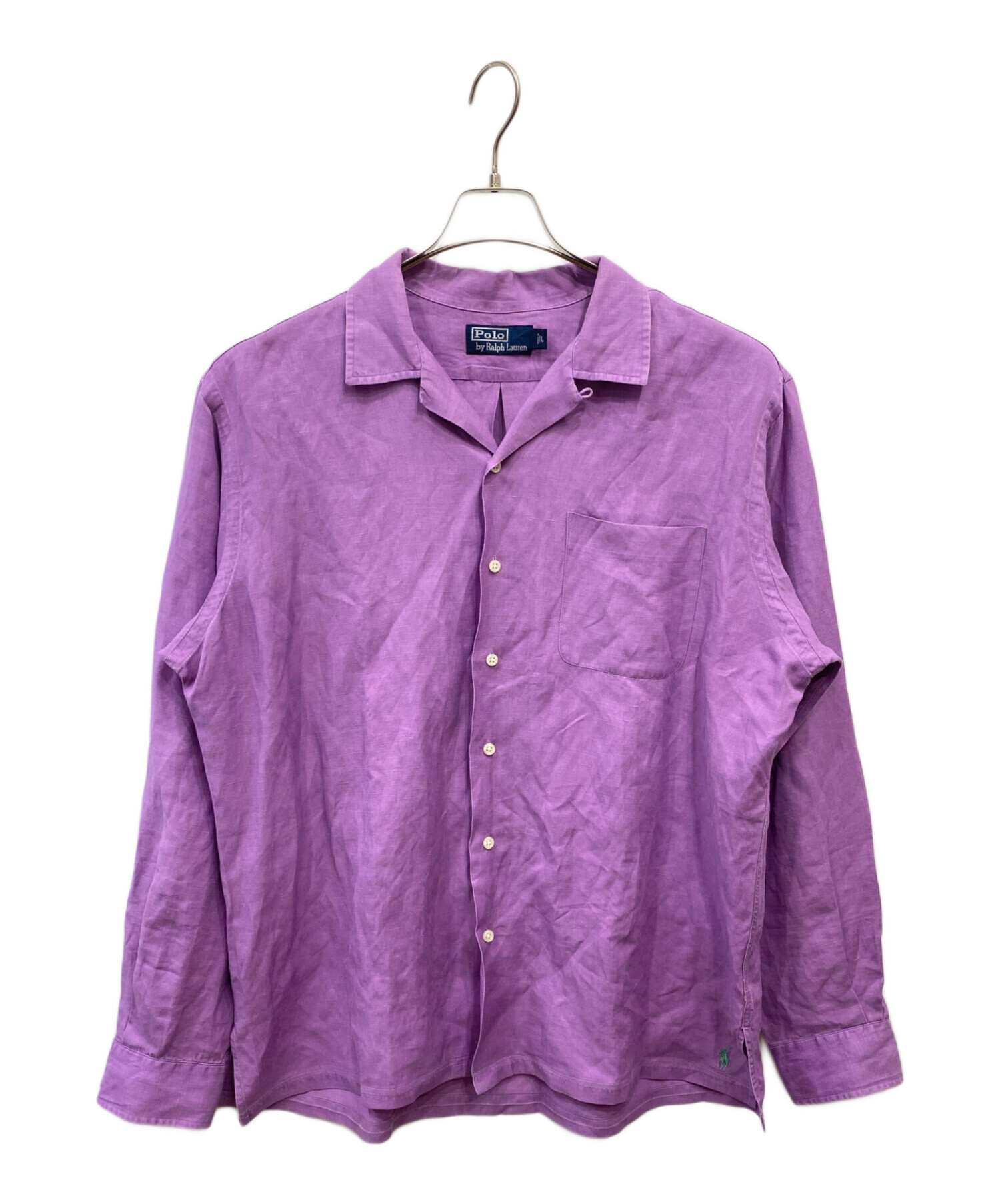 美品 ローレンラルフローレン リネン バンドカラーシャツ パープル 希少L 中古・古着通販】POLO RALPH LAUREN (ポロ・ラルフローレン) シルク