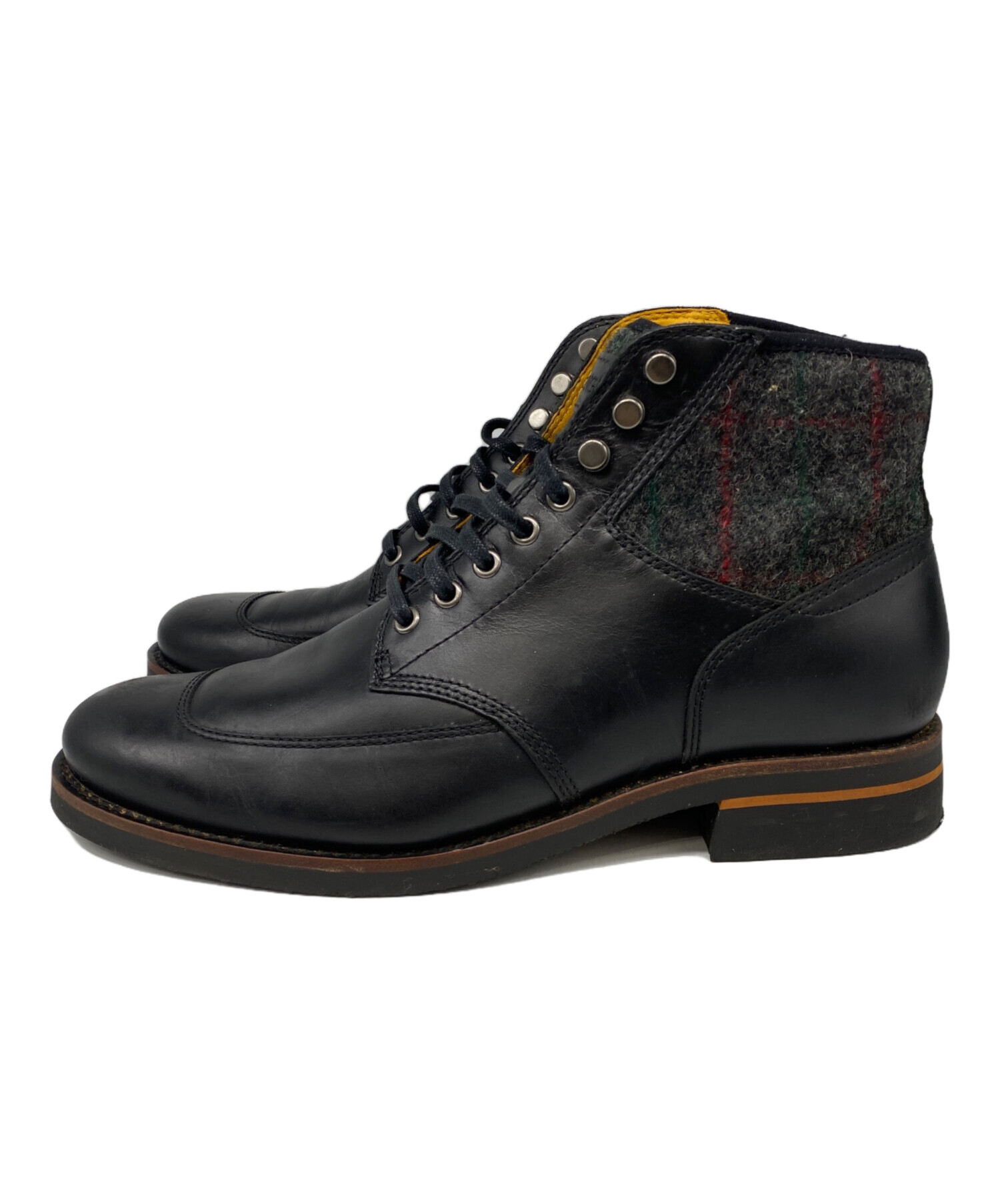 (中古)Timberlandブラックレザー ワークブーツ ミッドカット 中古・古着通販】Timberland (ティンバーランド) ワークブーツ