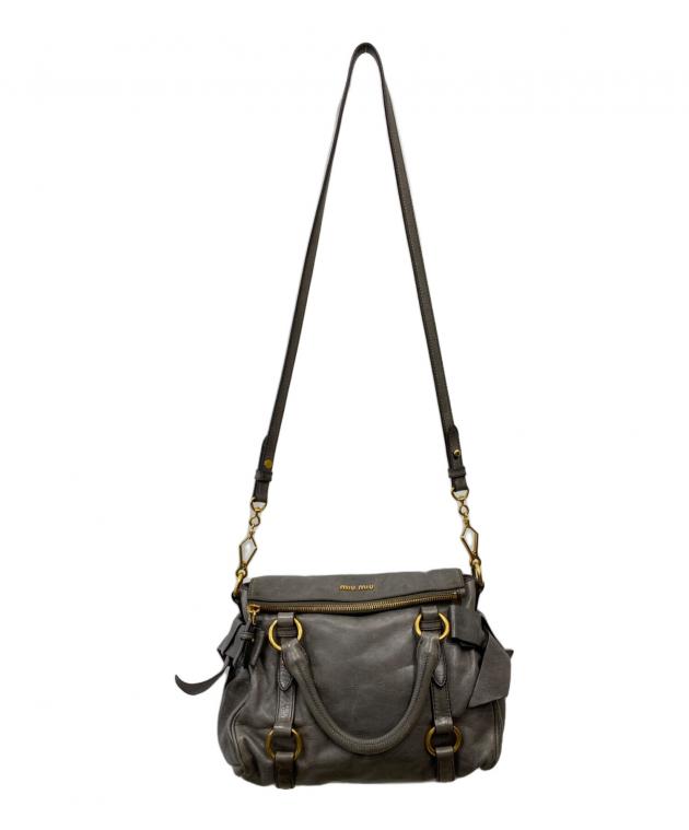 miu miu ミュウミュウ 2wayリボン バッグ 中古・古着通販】MIU MIU (ミュウミュウ) 2WAYサイドリボンバッグ