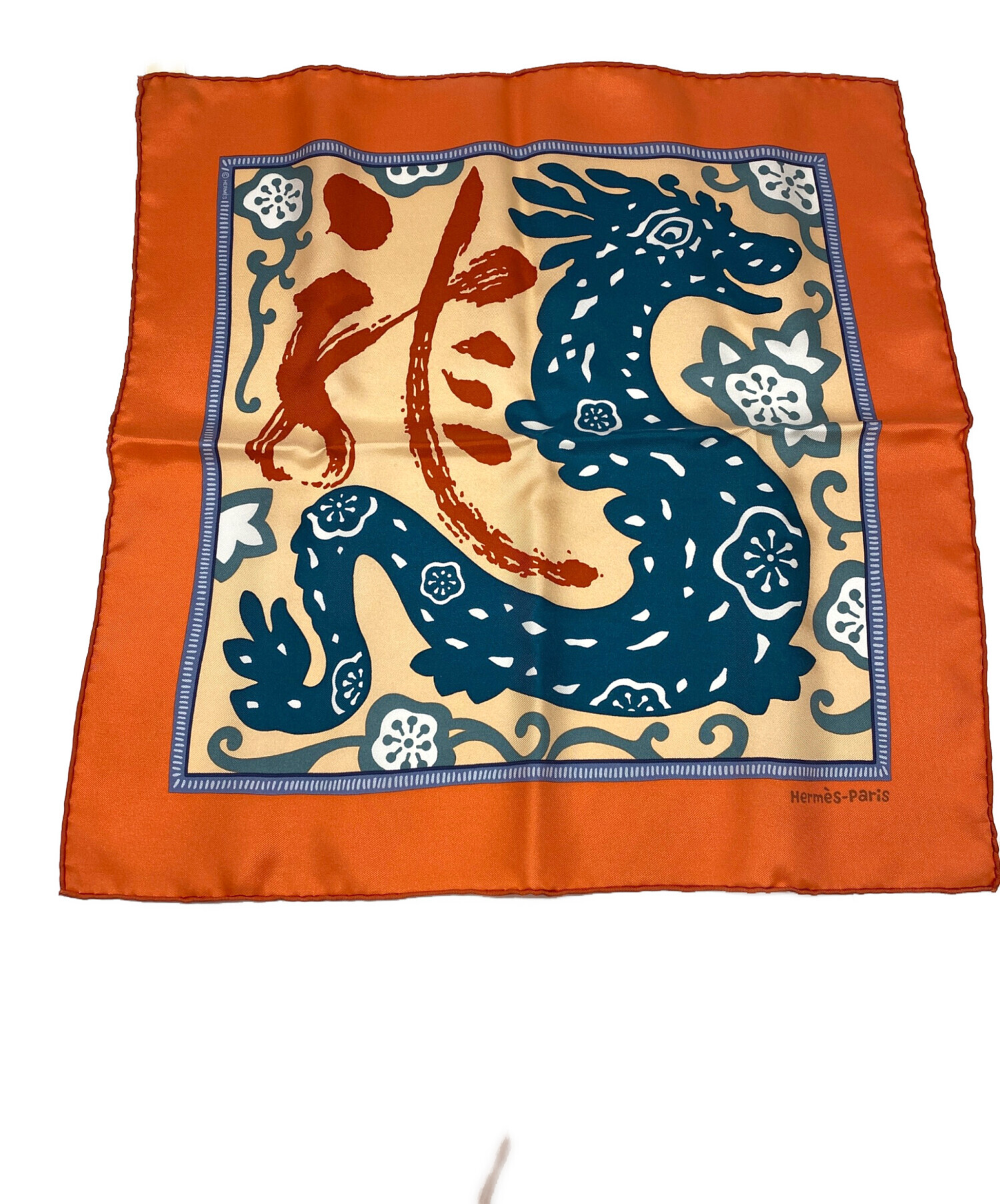 中古・古着通販】HERMES (エルメス) 干支柄スカーフ辰年 オレンジ