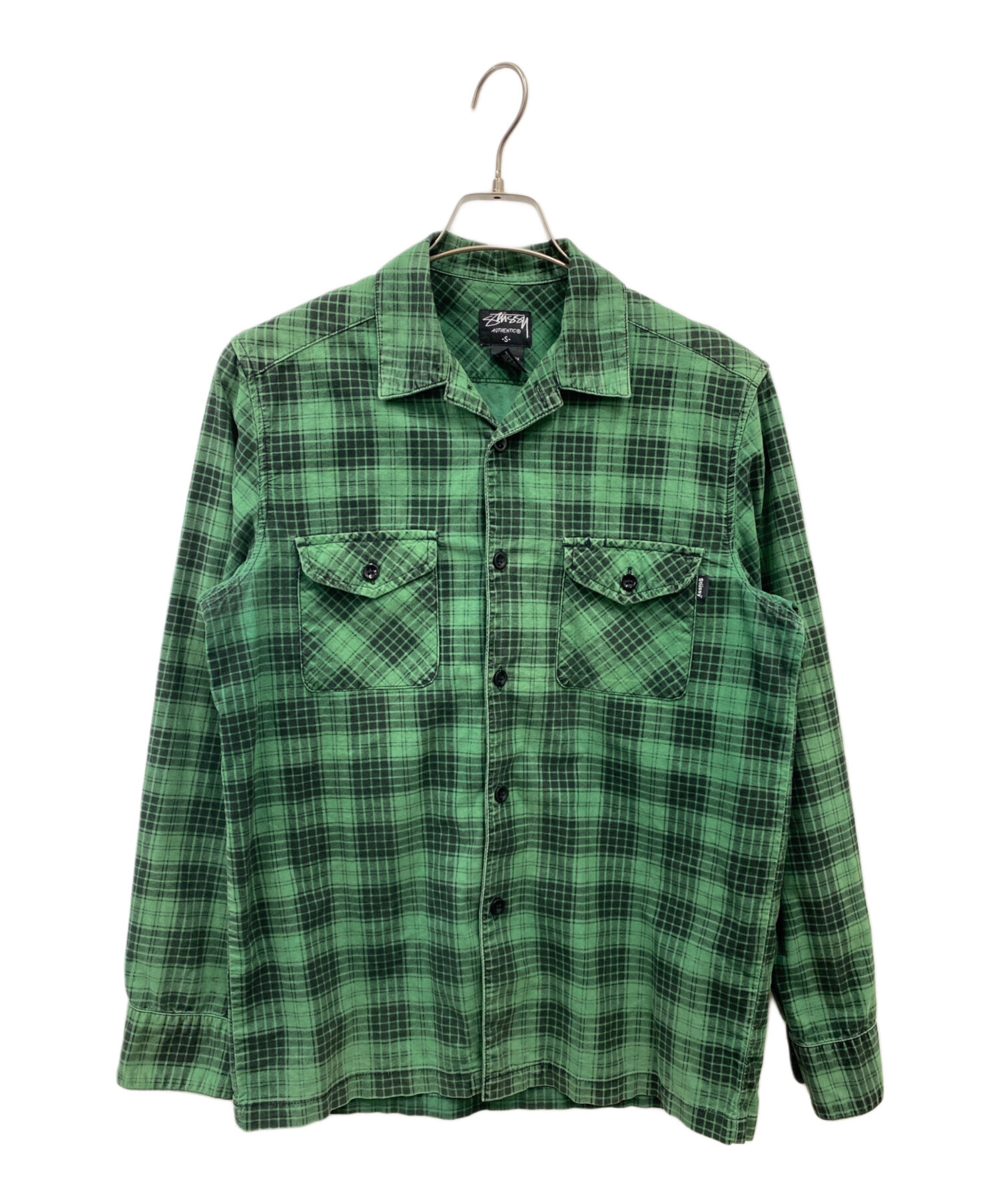 【希少Old Stussy】グリーンチェック 長袖シャツ (L) 中古・古着通販】stussy (ステューシー) チェックシャツ グリーン