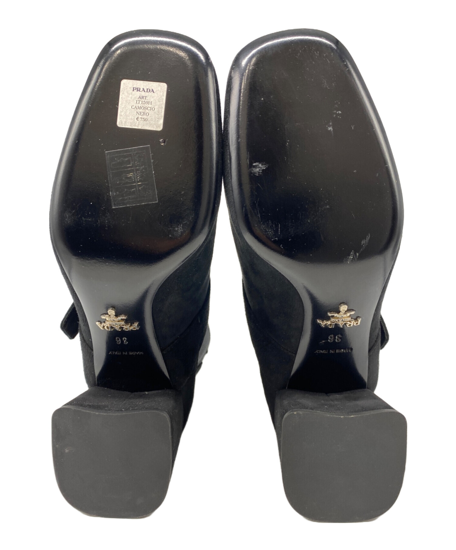 中古・古着通販】PRADA (プラダ) サイドゴアスエードブーツ ブラック 