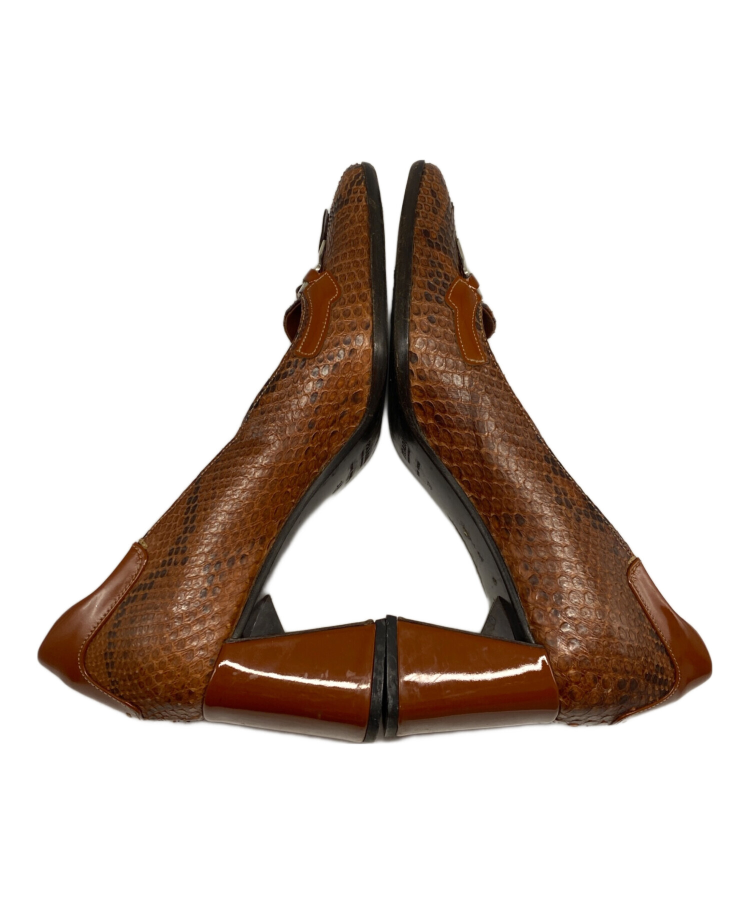 中古・古着通販】PRADA (プラダ) スクエアヒールパンプス ブラウン