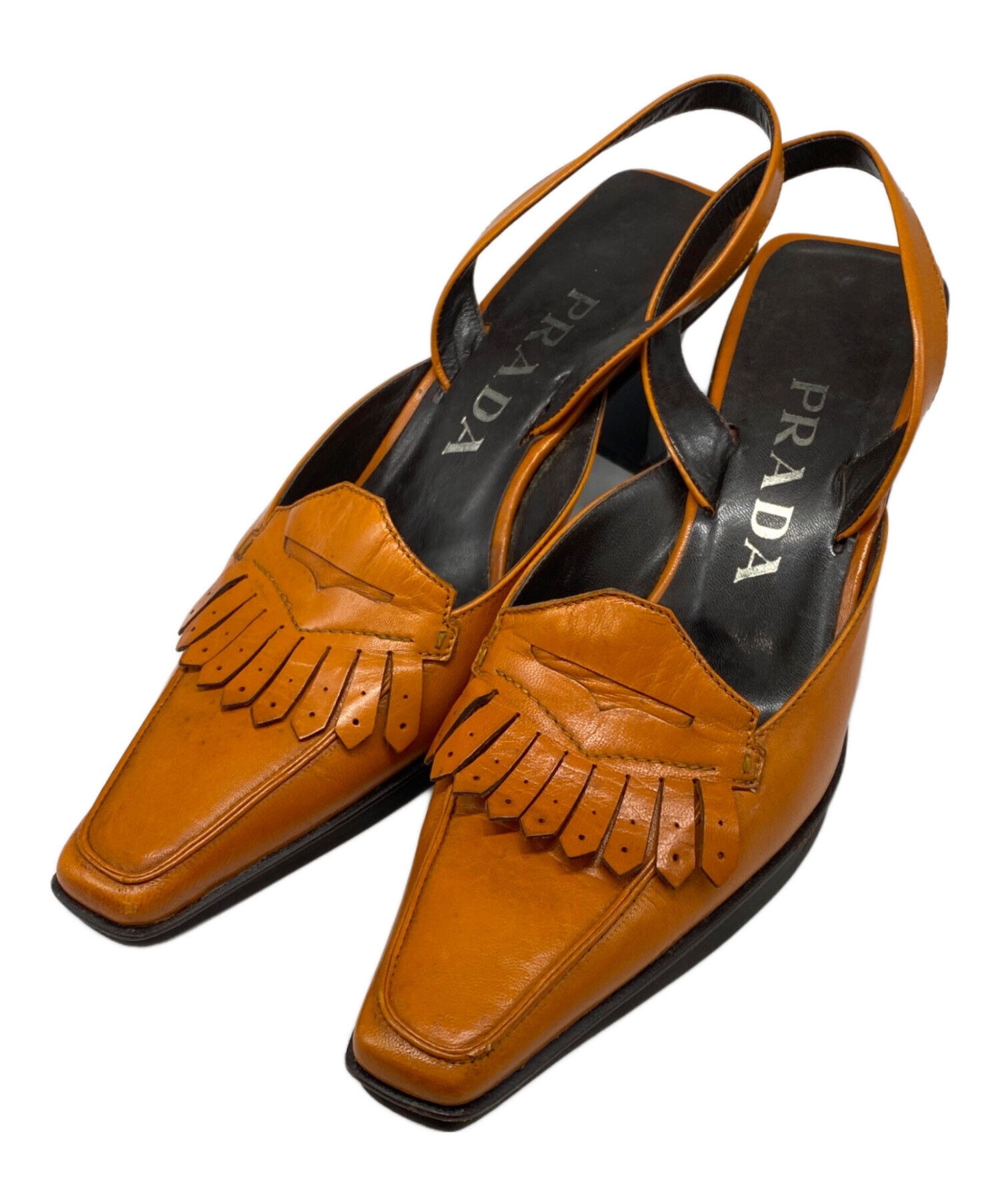 中古・古着通販】PRADA (プラダ) ヒールパンプス オレンジ サイズ:37