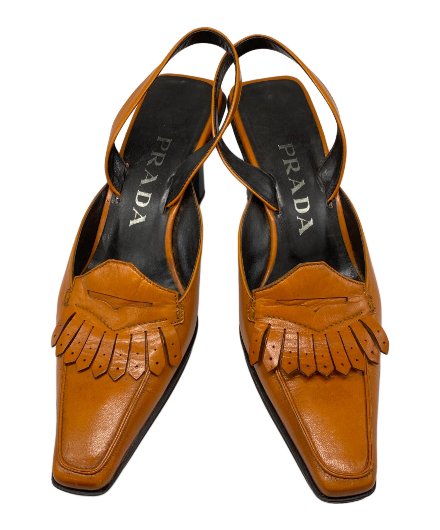 中古・古着通販】PRADA (プラダ) ヒールパンプス オレンジ サイズ:37