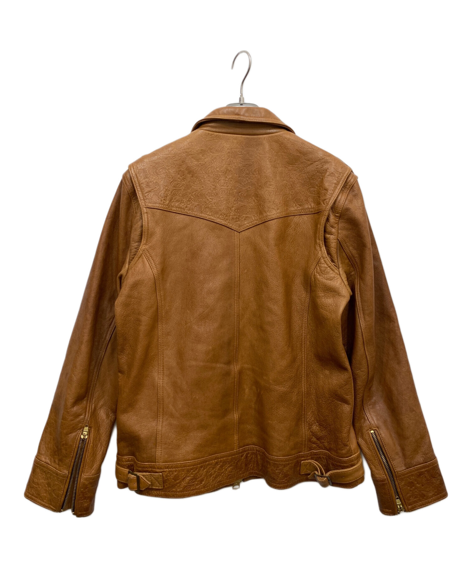 中古・古着通販】nishiki (錦) エンボスレザージャケット ブラウン 