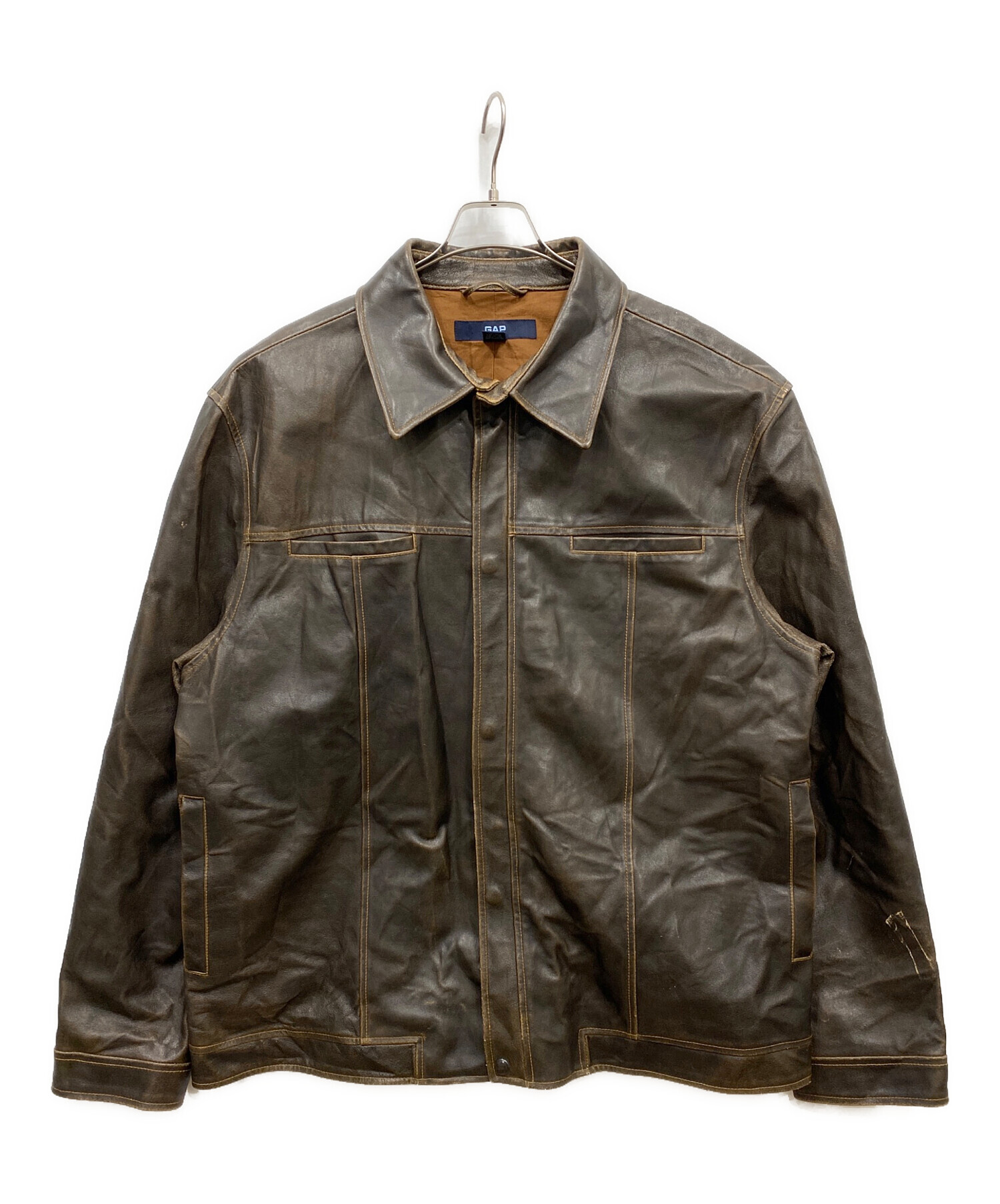 中古・古着通販】GAP (ギャップ) オールドレザージャケット ブラウン