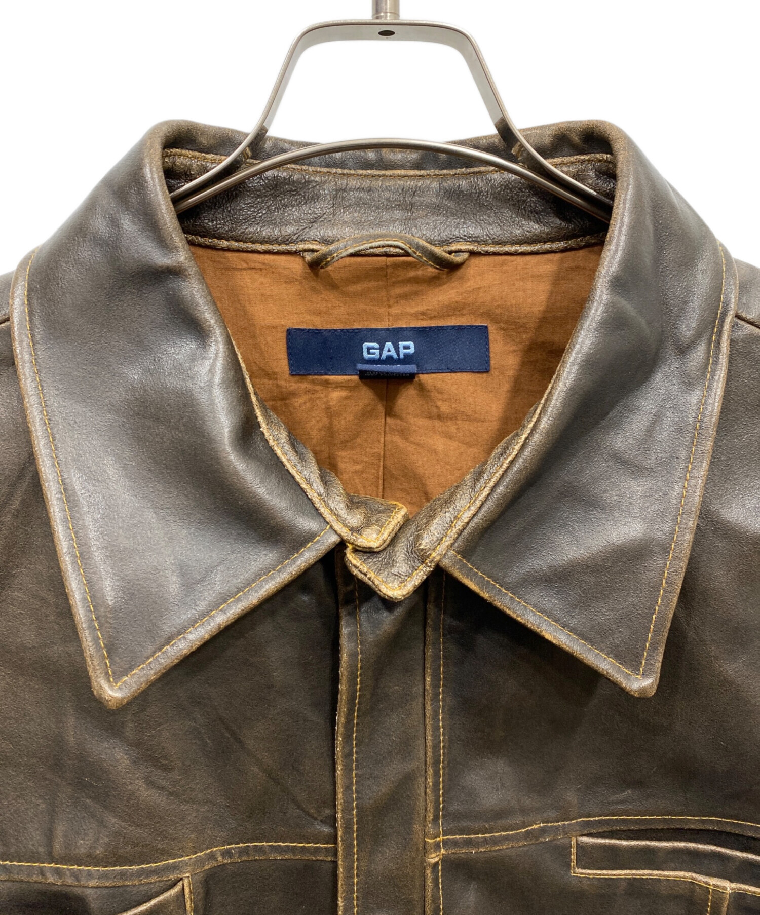 中古・古着通販】GAP (ギャップ) オールドレザージャケット ブラウン