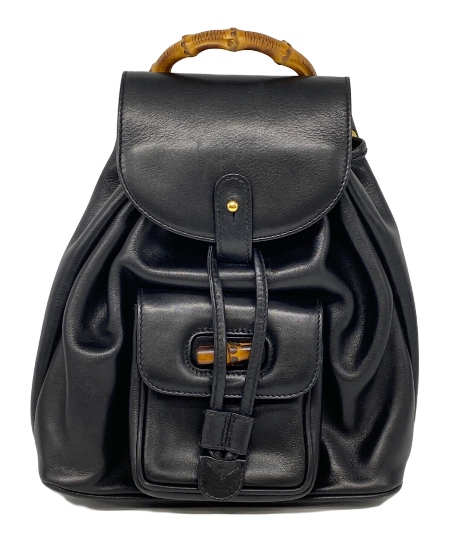 中古・古着通販】GUCCI (グッチ) バンブーレザーミニリュック ブラック 