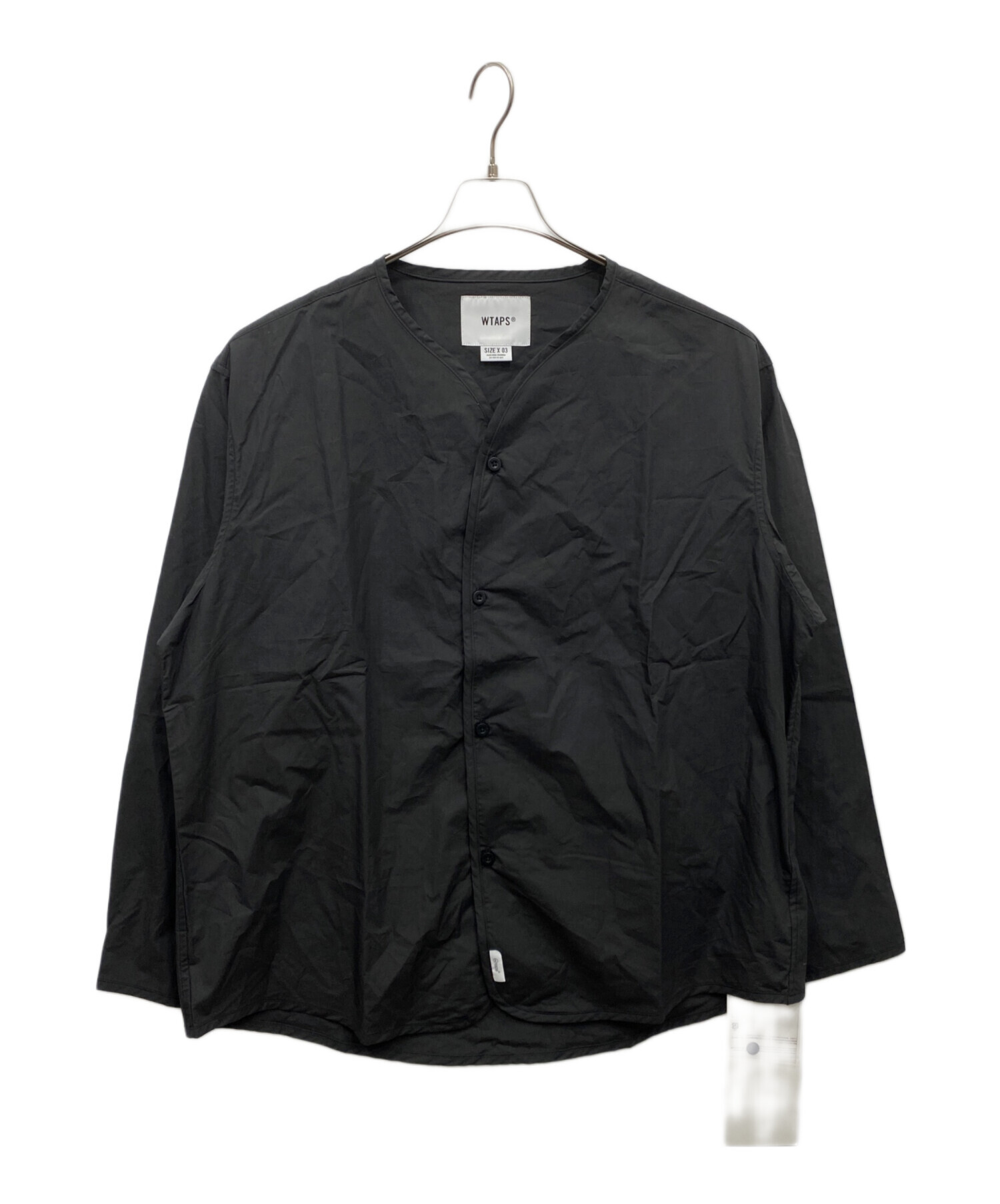 wtaps ノーカラーシャツ　BLACK 中古・古着通販】WTAPS (ダブルタップス) ノーカラーシャツ ブラック