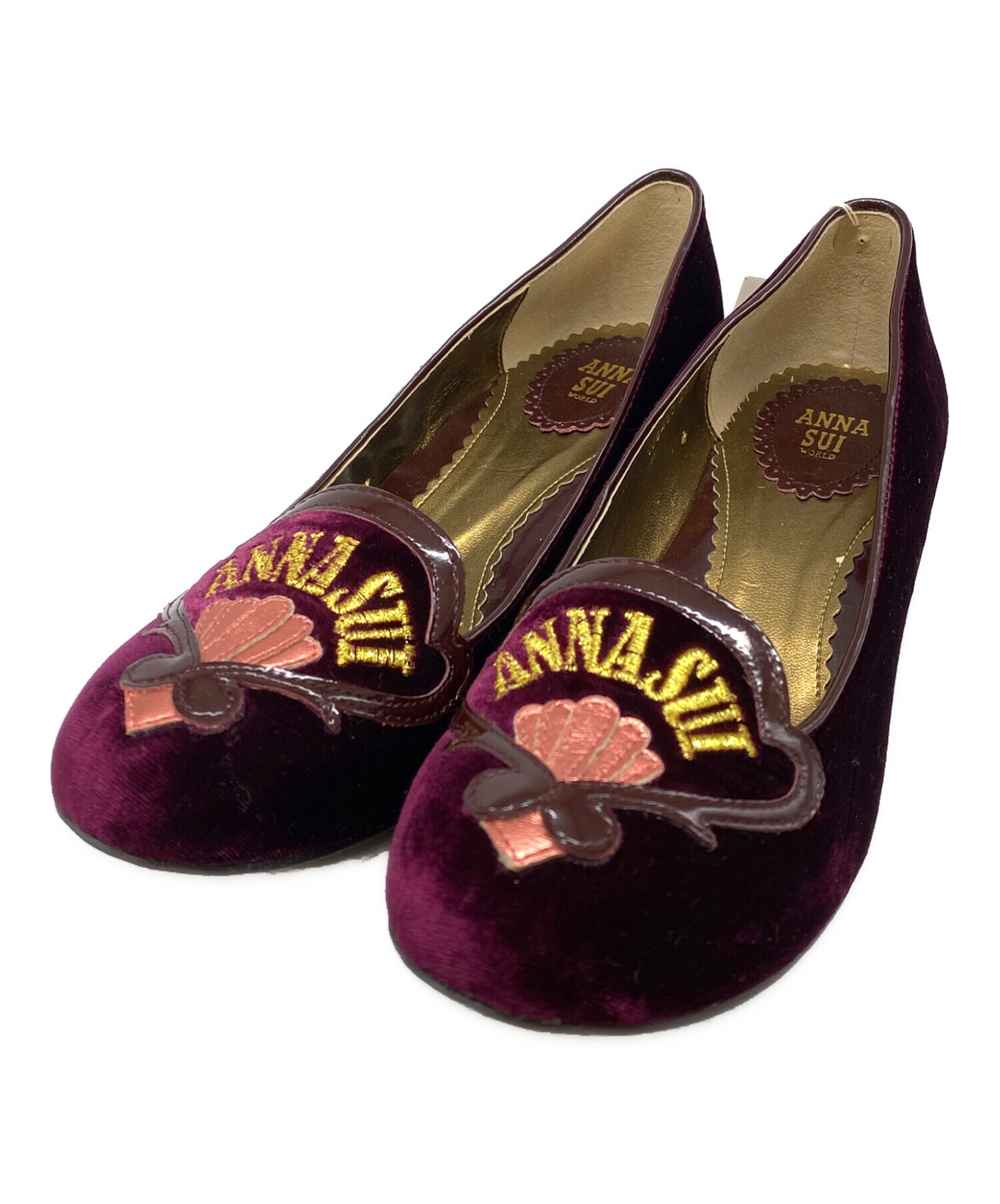 中古・古着通販】ANNA SUI (アナスイ) ベロアパンプス パープル サイズ 