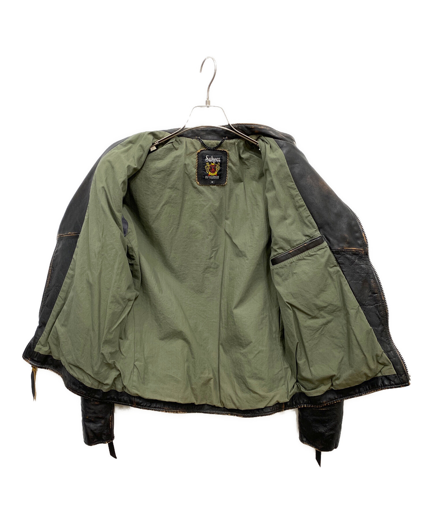 中古・古着通販】Schott (ショット) 茶芯レザーダブルブレスト