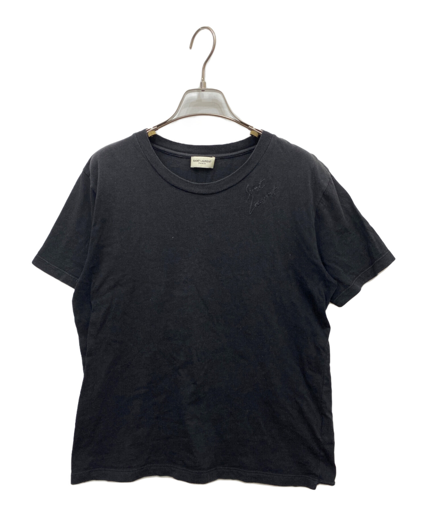 SAINT LAURENT PARIS Tシャツ・カットソー S 黒 【古着】【中古】 中古・古着通販】Saint Laurent Paris (サンローランパリ) ロゴ半袖