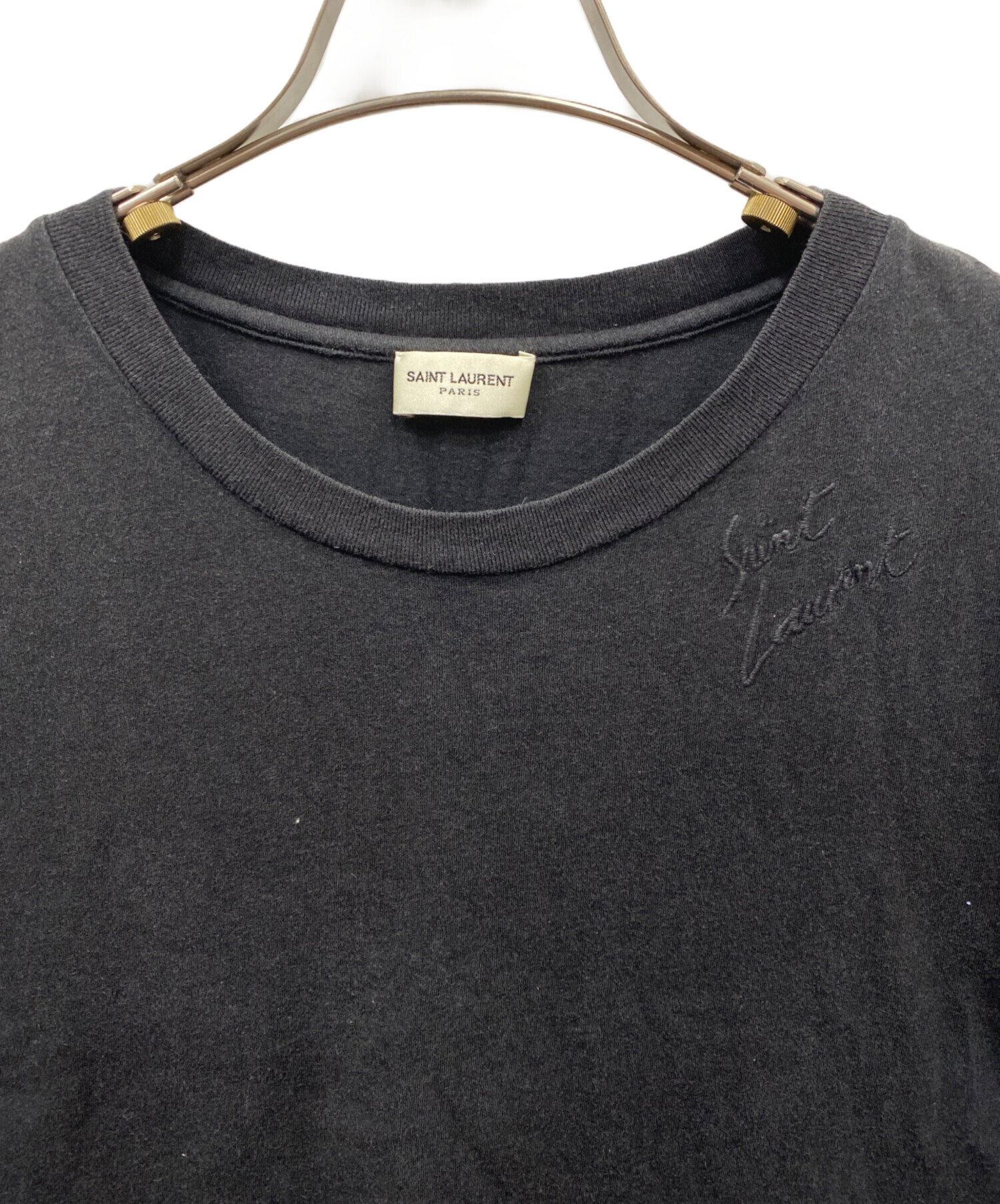 SAINT LAURENT PARIS Tシャツ・カットソー S 黒 【古着】【中古】【送料無料】 中古・古着通販】Saint Laurent Paris (サンローランパリ) ロゴTシャツ