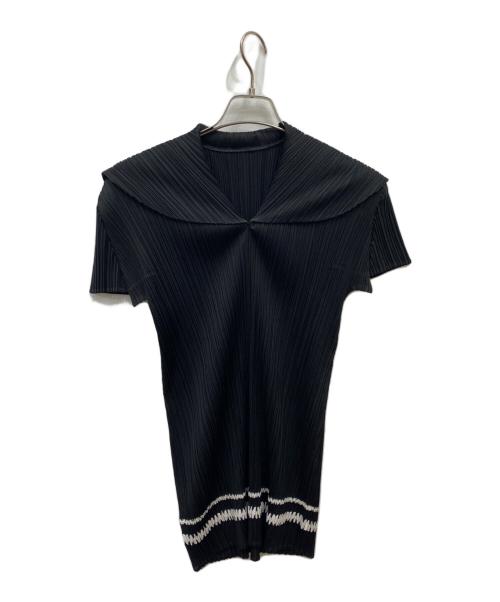 PLEATS PLEASE カットソー　黒 中古・古着通販】PLEATS PLEASE (プリーツプリーズ) セーラープリーツ