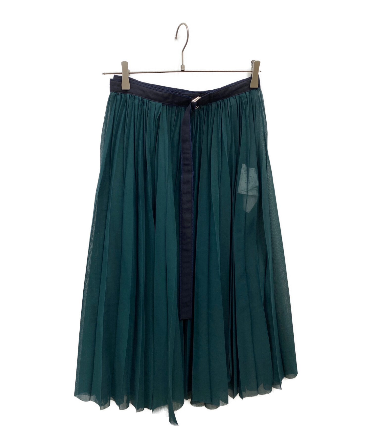 sacai プリーツロングスカート グリーン/ブラウン 中古・古着通販】sacai (サカイ) プリーツスカート グリーン サイズ:1