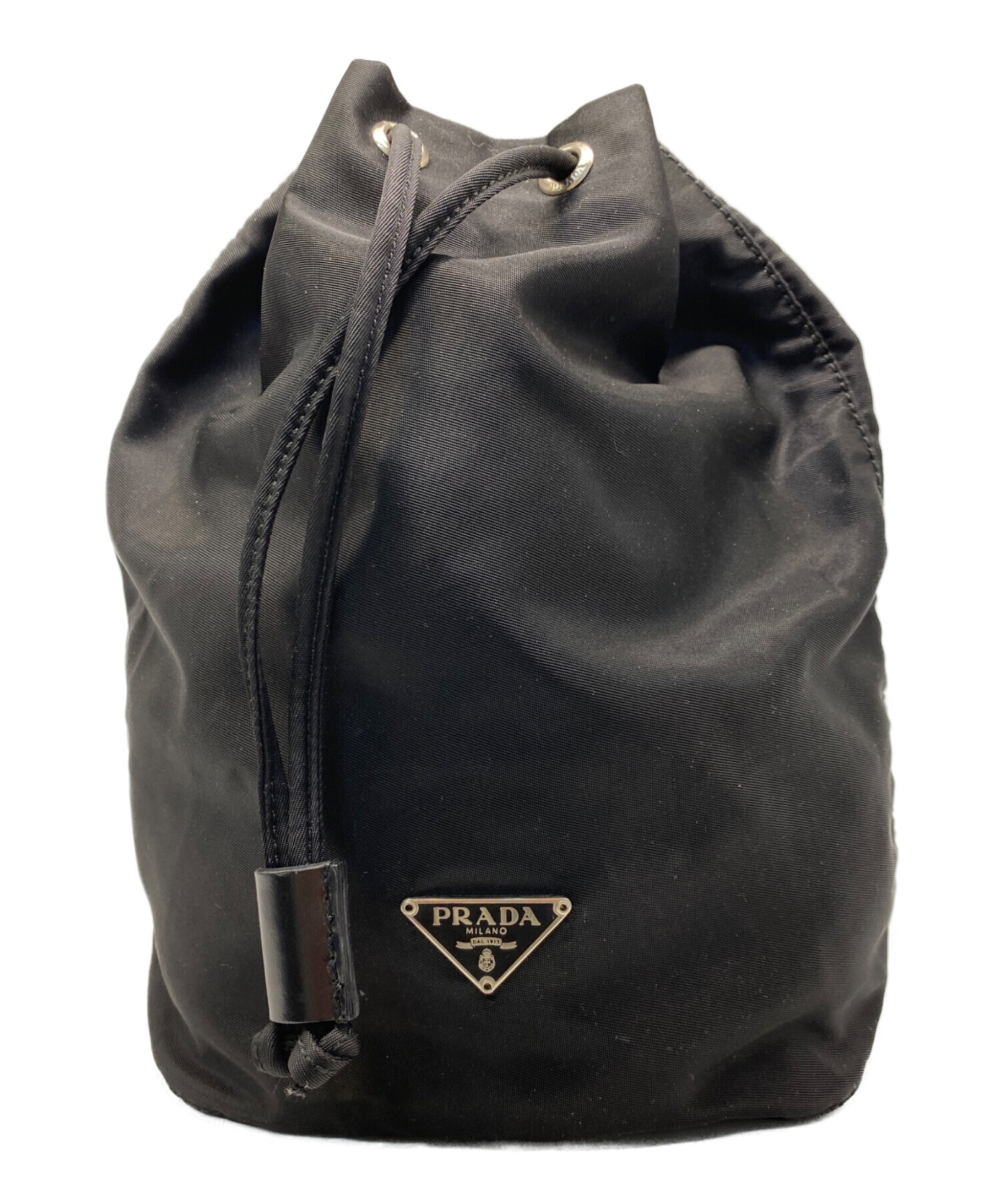 PRADA プラダ ナイロン巾着ポーチ 美品USED 中古・古着通販】PRADA (プラダ) ナイロン巾着ポーチ ブラック
