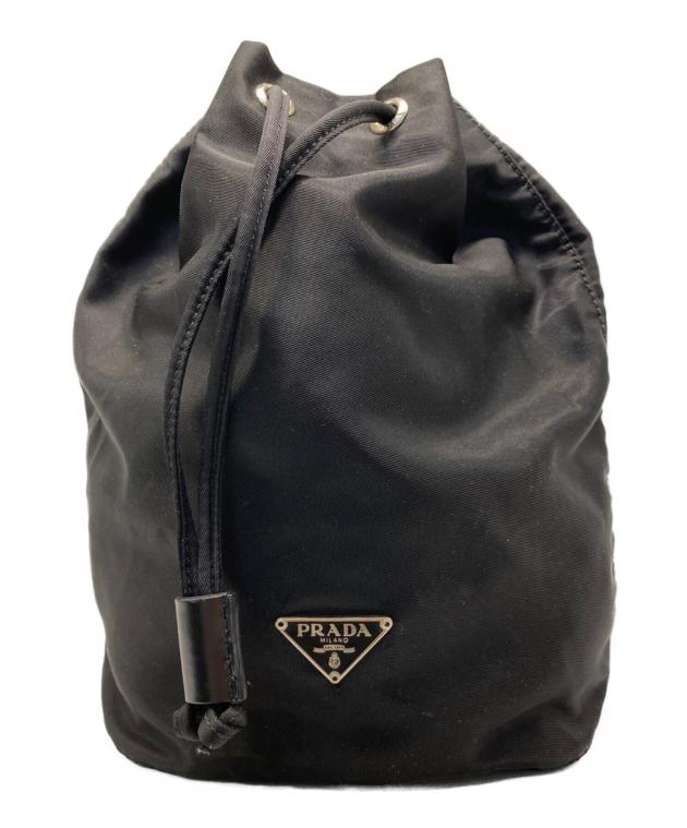 中古・古着通販】PRADA (プラダ) ナイロン巾着ポーチ ブラック