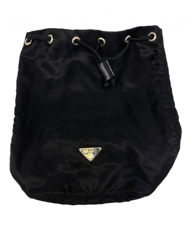 中古・古着通販】PRADA (プラダ) ナイロン巾着ポーチ ブラック