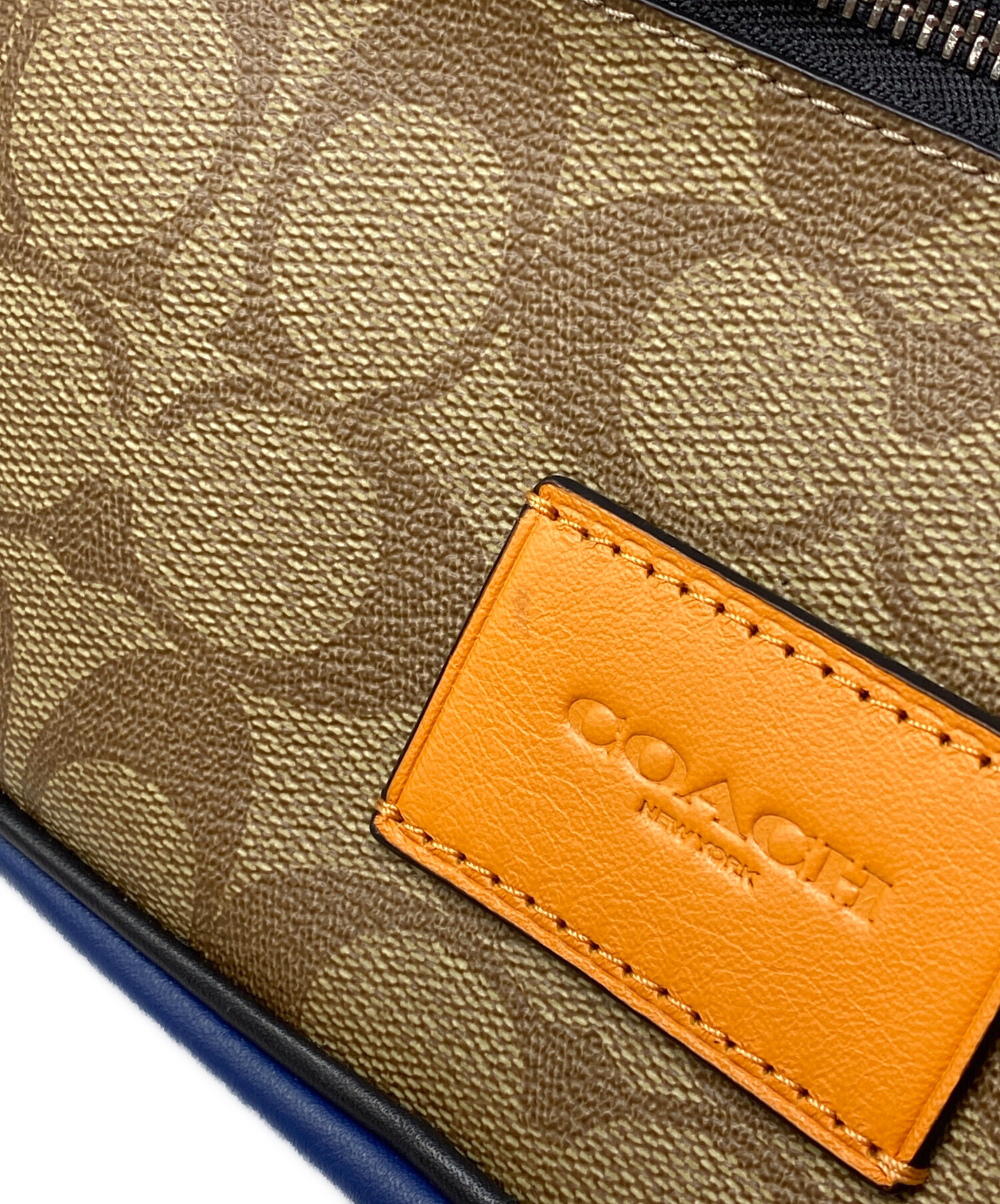 中古・古着通販】COACH (コーチ) セカンドバッグ ベージュ×ネイビー
