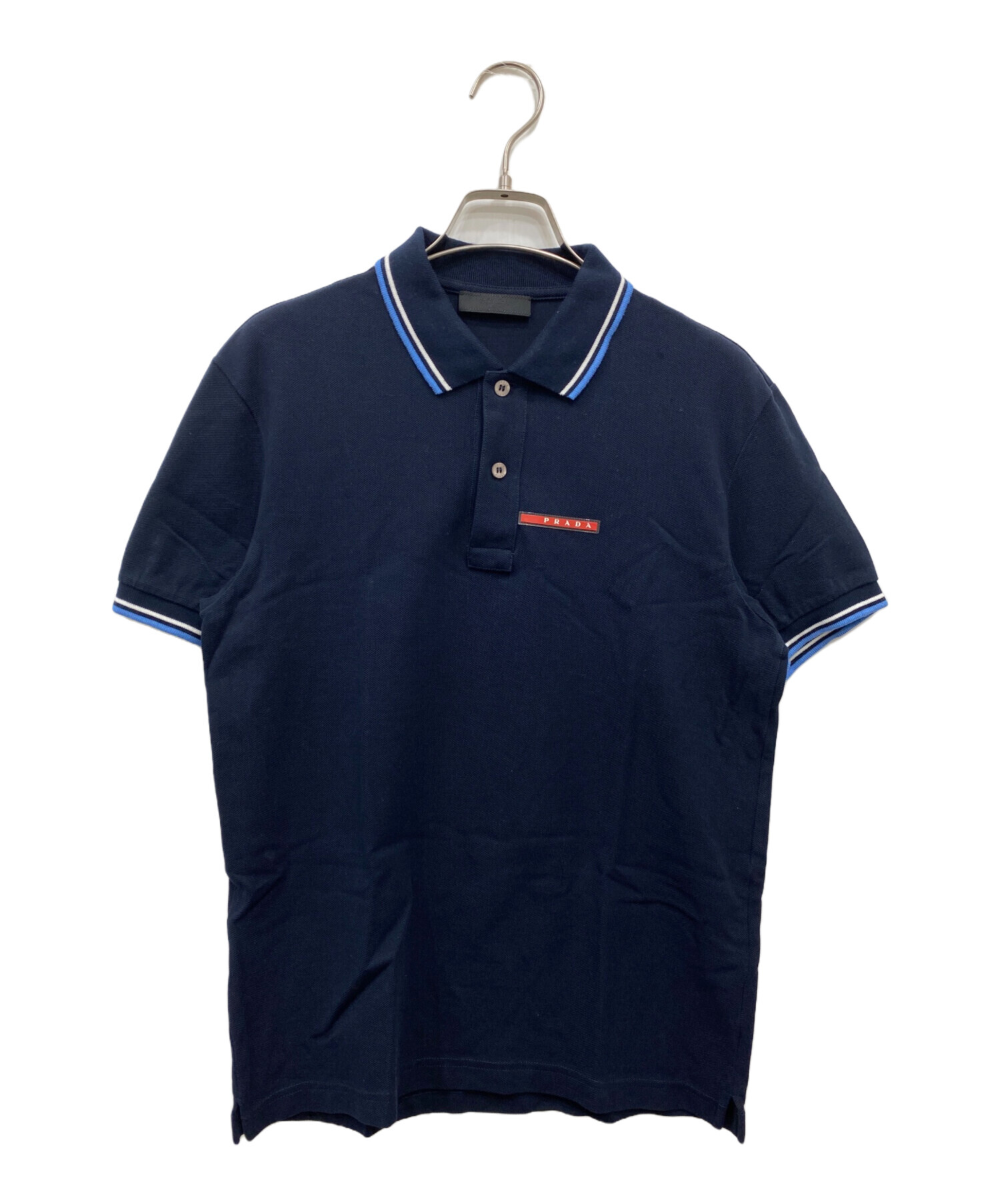 中古・古着通販】PRADA (プラダ) ラバーロゴポロシャツ ネイビー