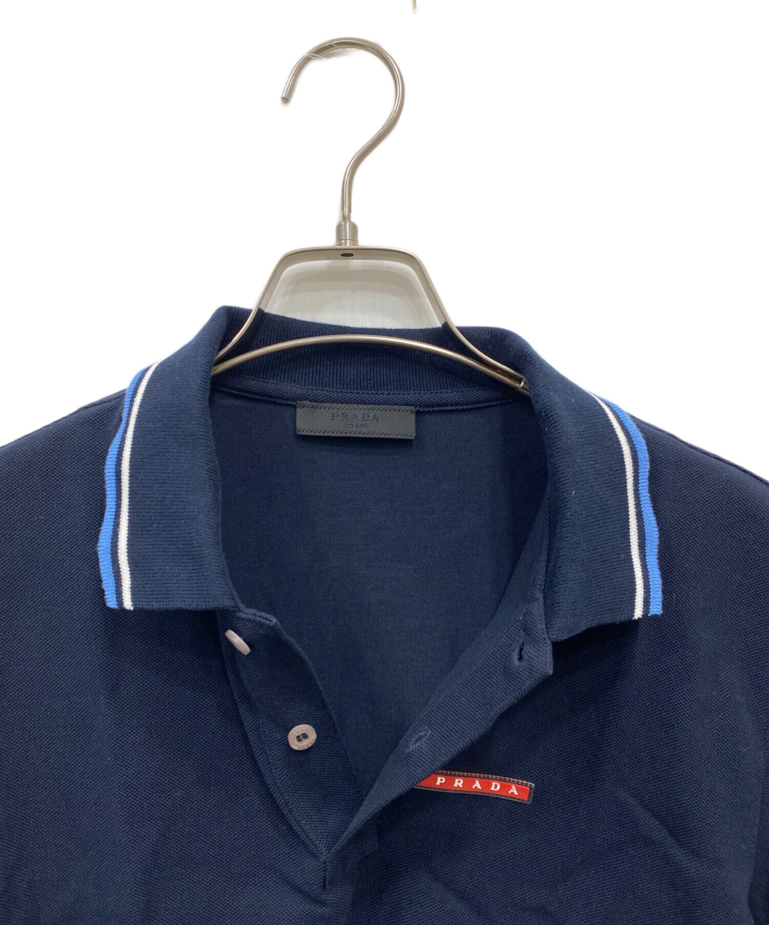 中古・古着通販】PRADA (プラダ) ラバーロゴポロシャツ ネイビー