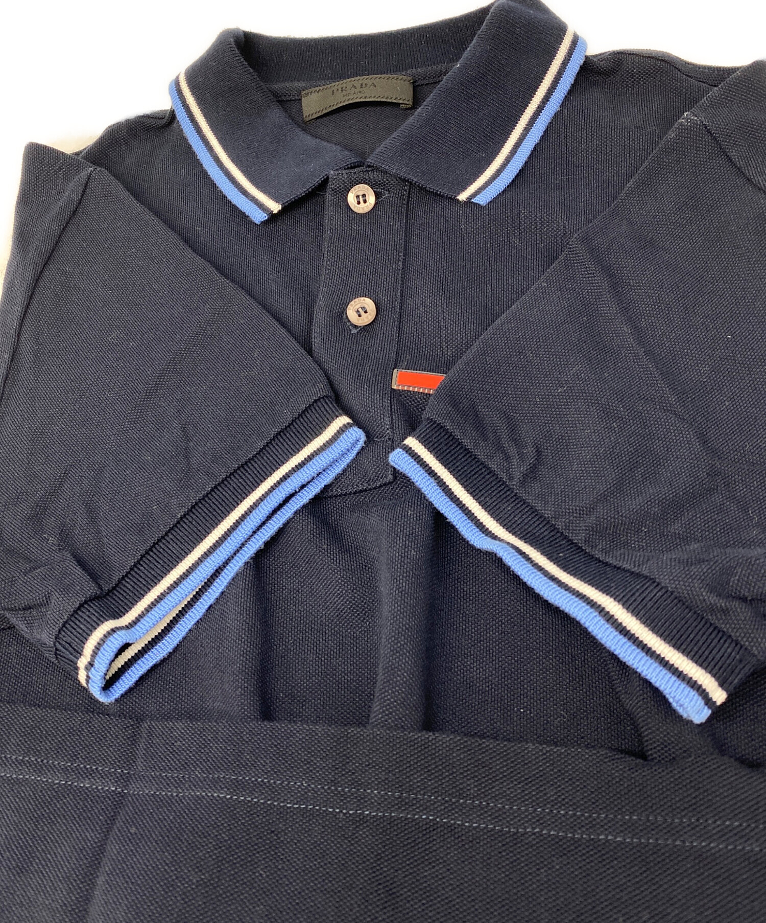 中古・古着通販】PRADA (プラダ) ラバーロゴポロシャツ ネイビー