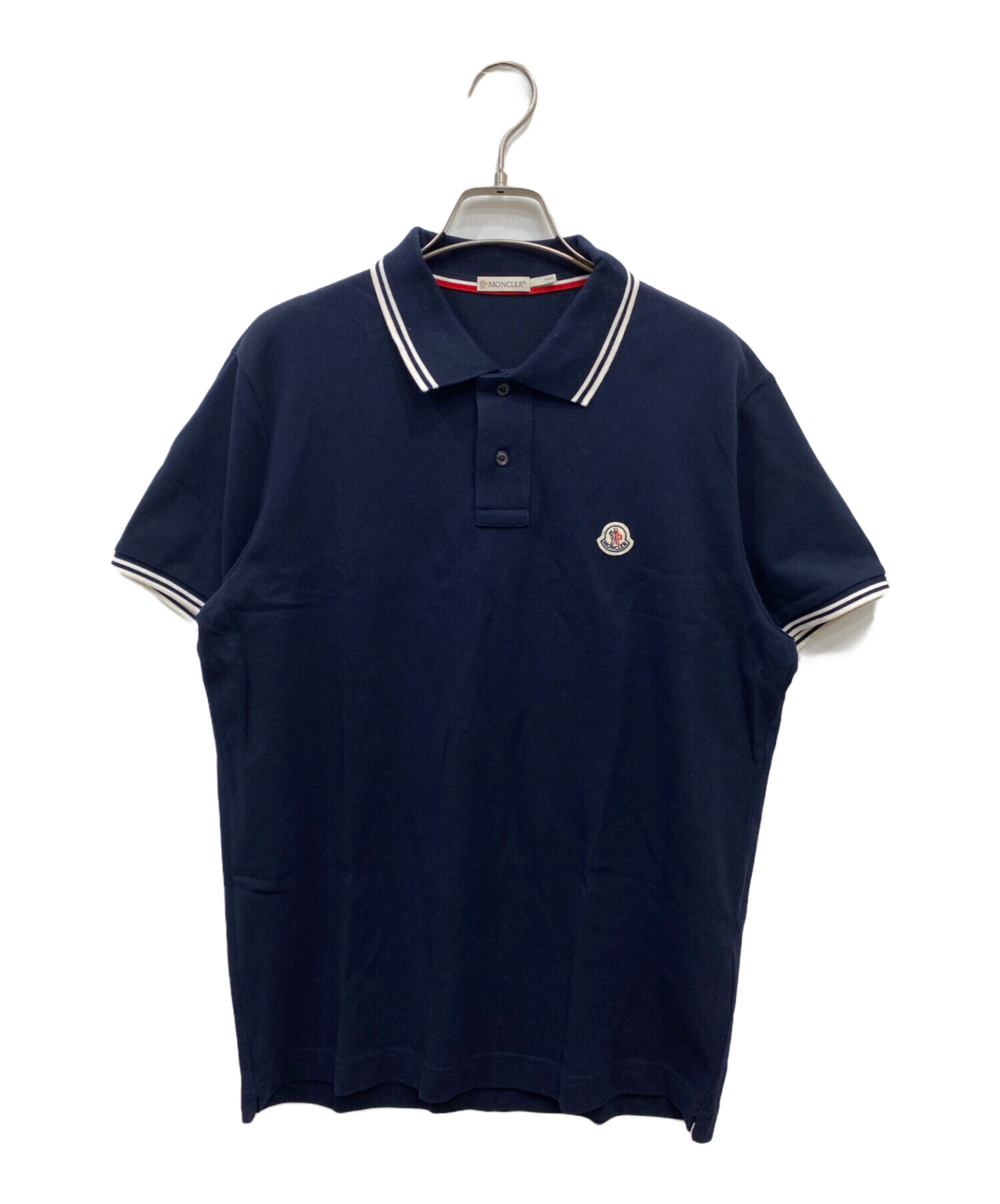〔美品〕モンクレール　襟ロゴ　ネイビー　XL ポロシャツ　国内正規品 5S479 中古・古着通販】MONCLER (モンクレール) ロゴパッチポロシャツ