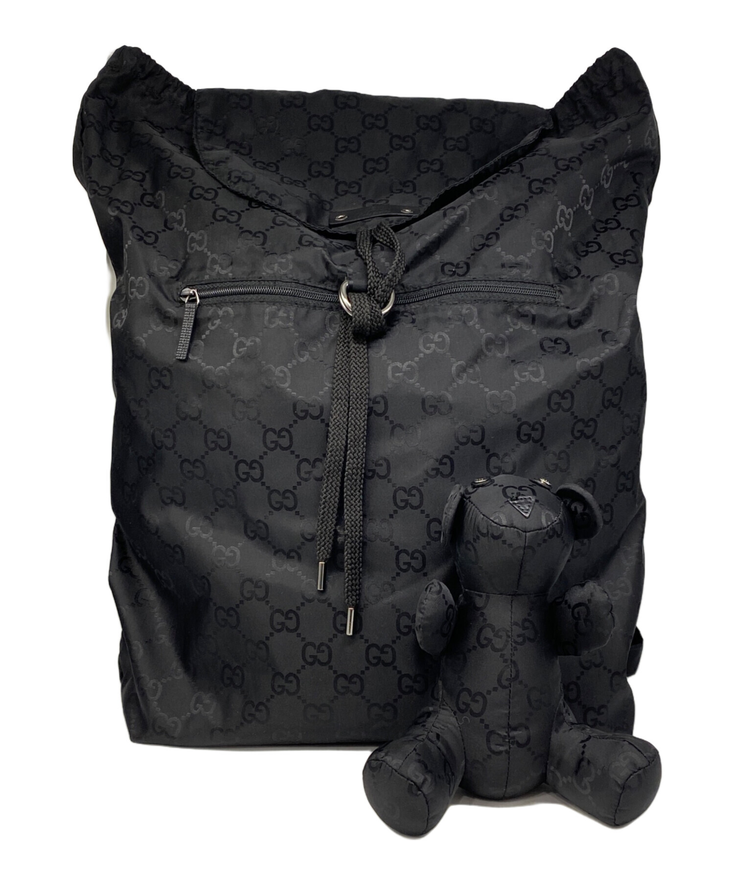GUCCI バッグ レディースブランド リュックGGナイロン クマチャーム付き 中古・古着通販】GUCCI (グッチ) GG ナイロンリュック ベアチャーム
