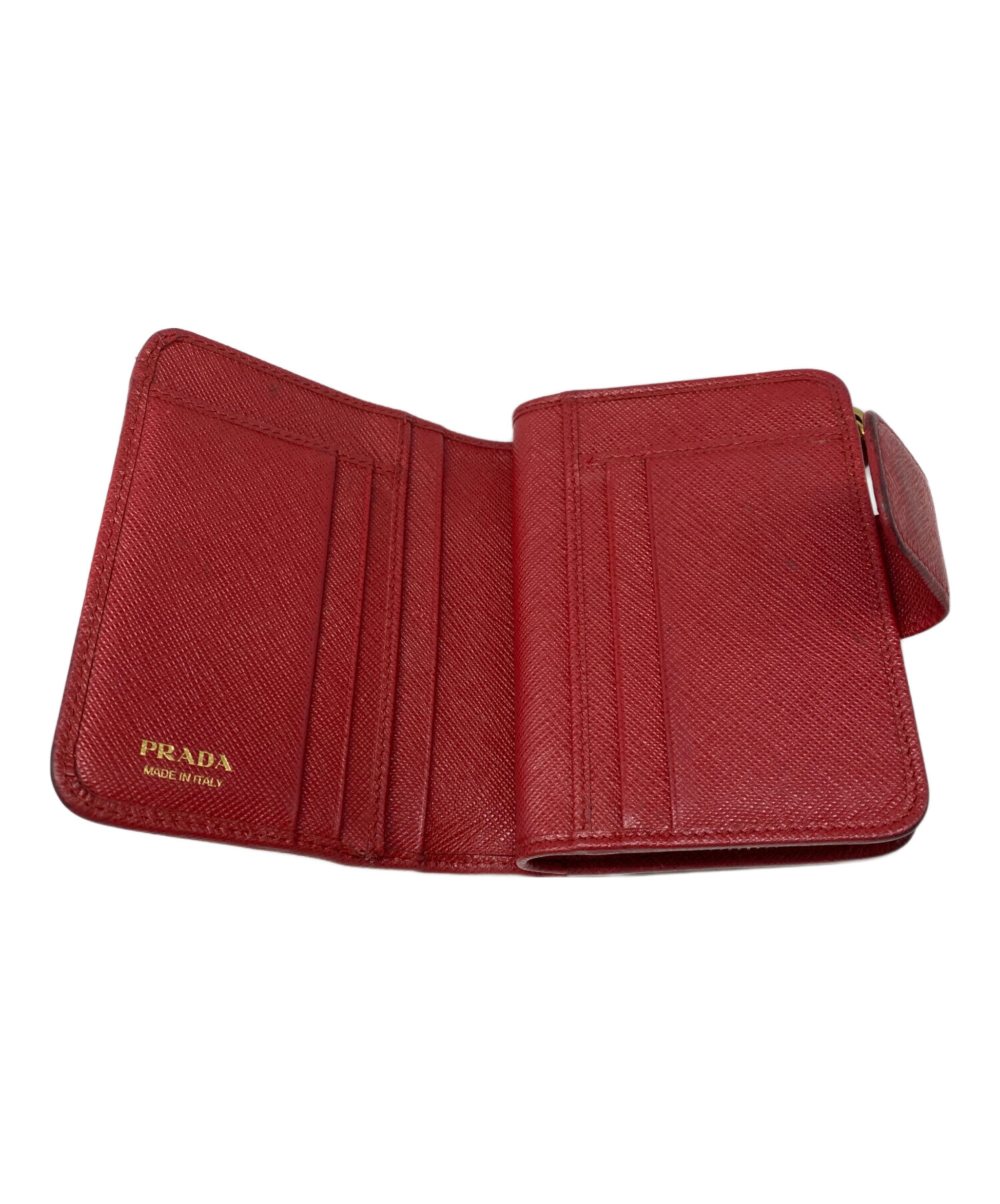 中古・古着通販】PRADA (プラダ) サフィアーノコンパクトジップ レッド