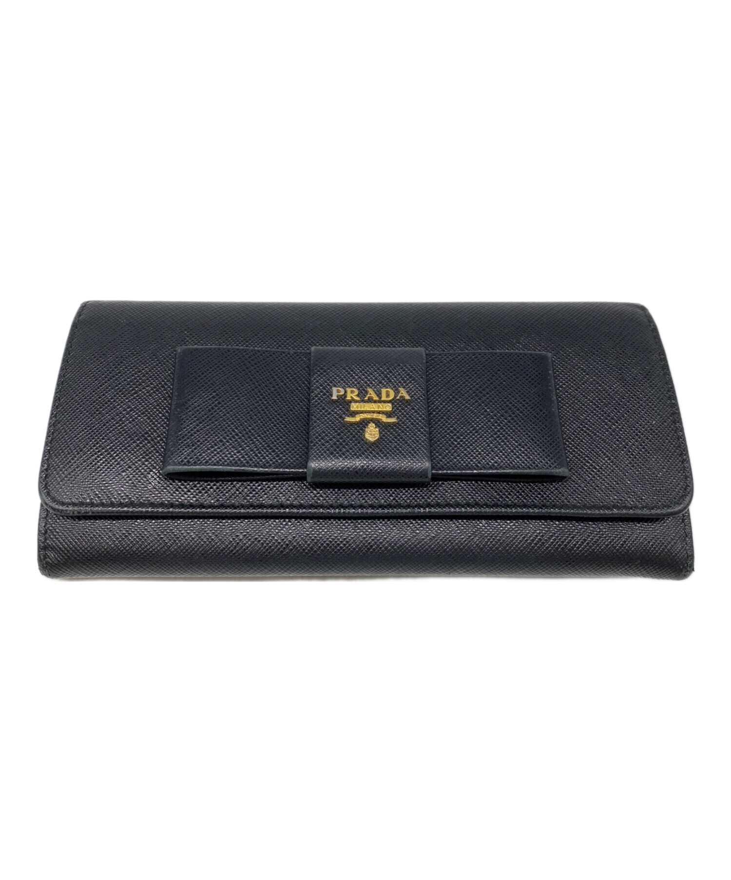 PRADA 長財布 サフィアーノ フィオッコ 黒 リボン 中古・古着通販