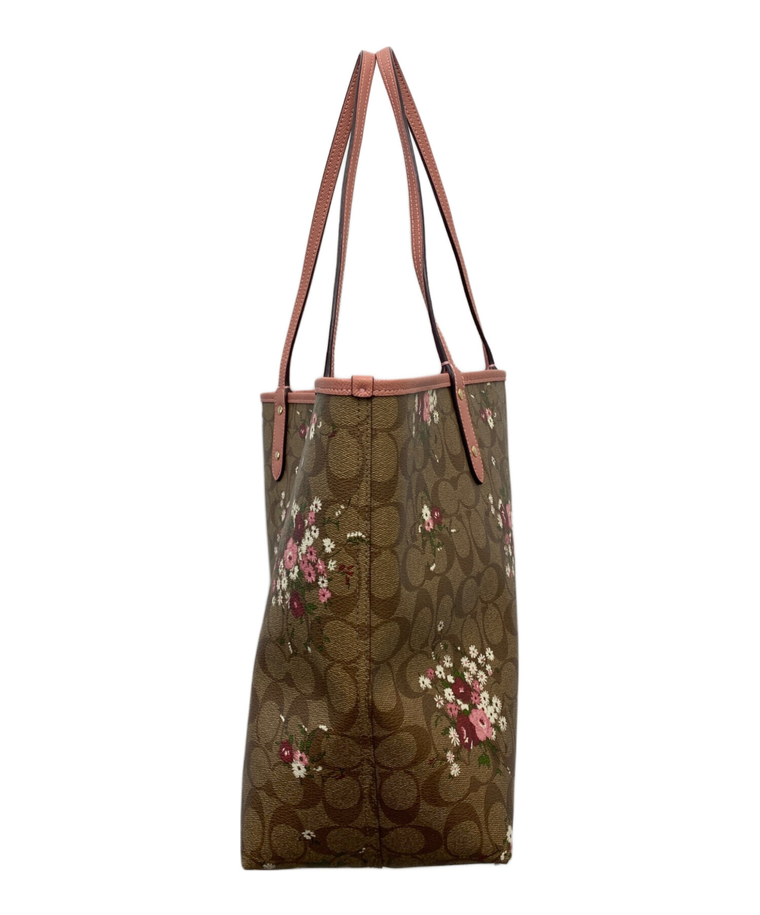 中古・古着通販】COACH (コーチ) リバーシブルバッグ ベージュ×ピンク