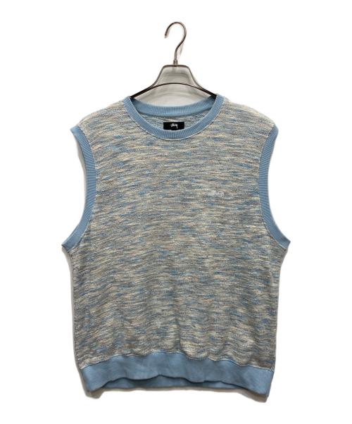STUSSY ニットベスト L 中古・古着通販】stussy (ステューシー) ニットベスト ブルー サイズ:L