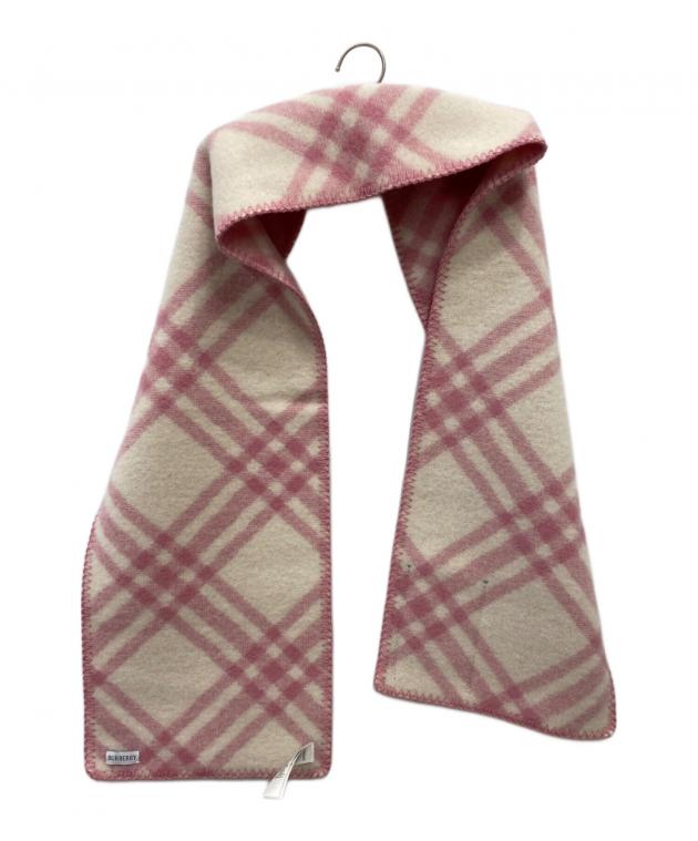 【新品未使用タグ付】BURBERRY チェック柄マフラー ピンク系　希少価値あり 中古・古着通販】BURBERRY (バーバリー) チェック ウールスカーフ