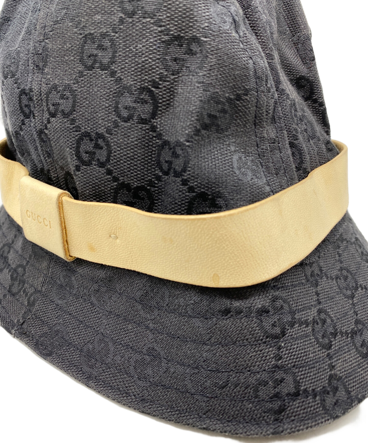 中古・古着通販】GUCCI (グッチ) GGキャンバス レザーリボン バケット
