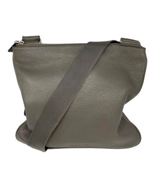 BALLY バリー カーフレザー ショルダーバッグ ブルー グレー ストライプ 中古・古着通販】BALLY (バリー) レザーショルダーバッグ グレー