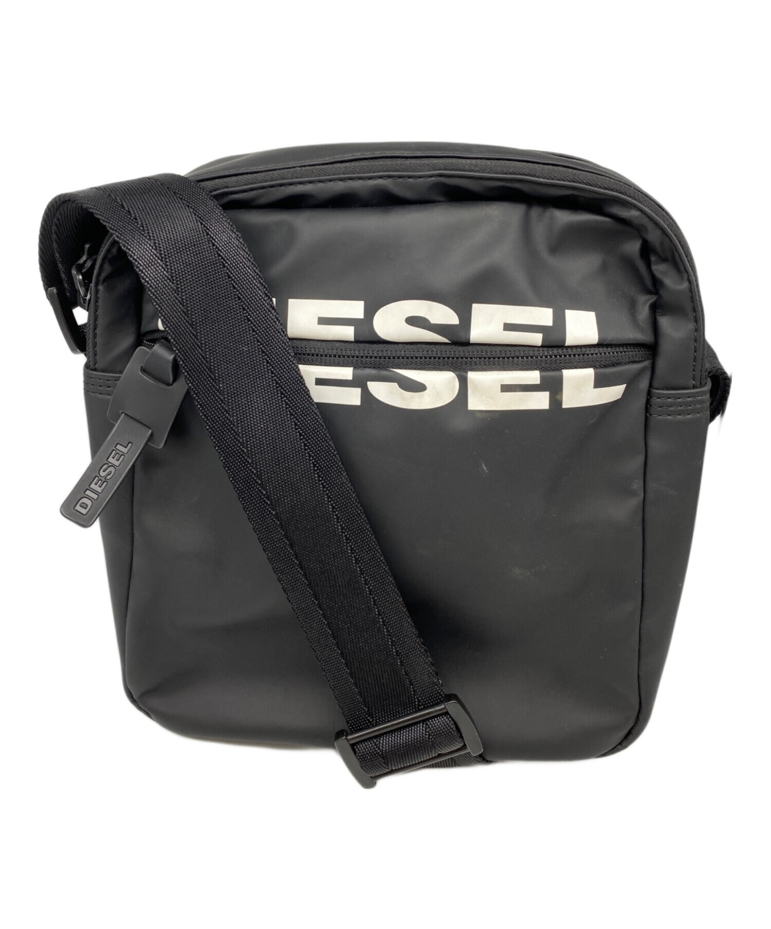 DIESEL ナイロンショルダーバッグ ブラック 中古・古着通販】DIESEL (ディーゼル) ロゴナイロンショルダーバッグ