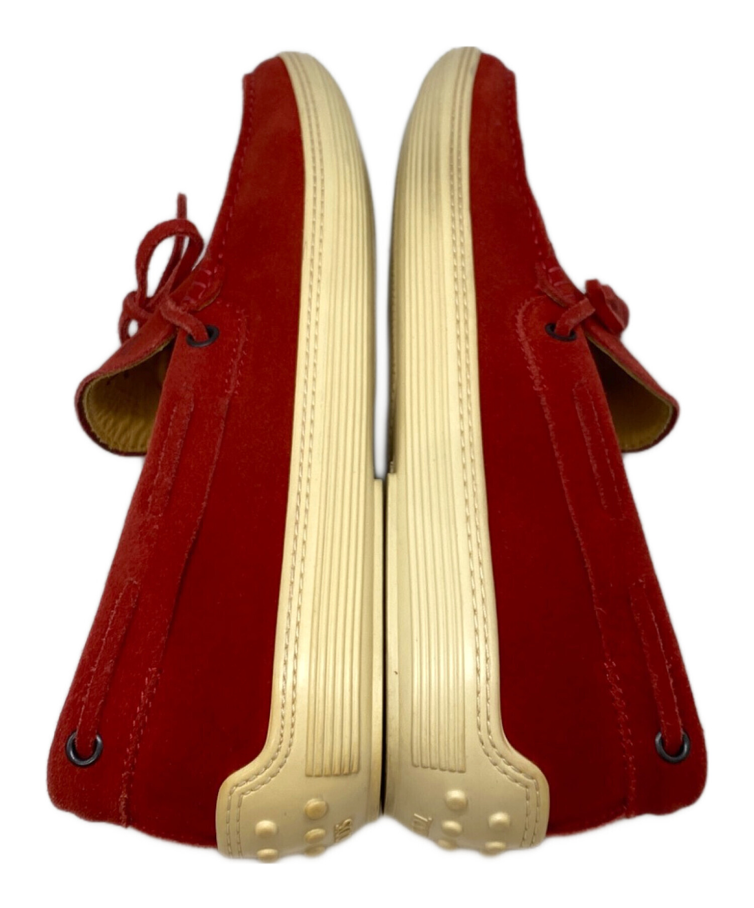 未使用品✨TOD'S　デッキシューズ　TOD'Sロゴ　レザー×スウェード　赤白 中古・古着通販】TOD'S (トッズ) デッキシューズ レッド サイズ:7