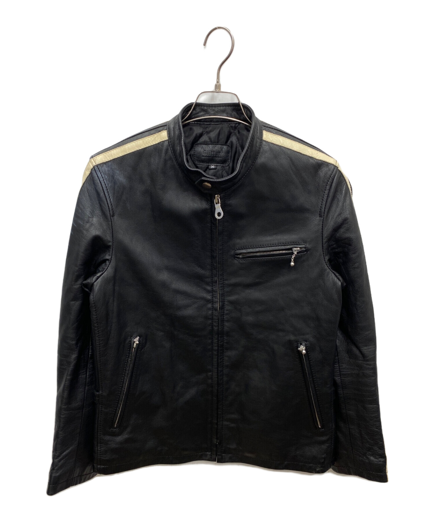 シングルライダースジャケット 中古・古着通販】glitter (グリッター) シングルライダース レザー