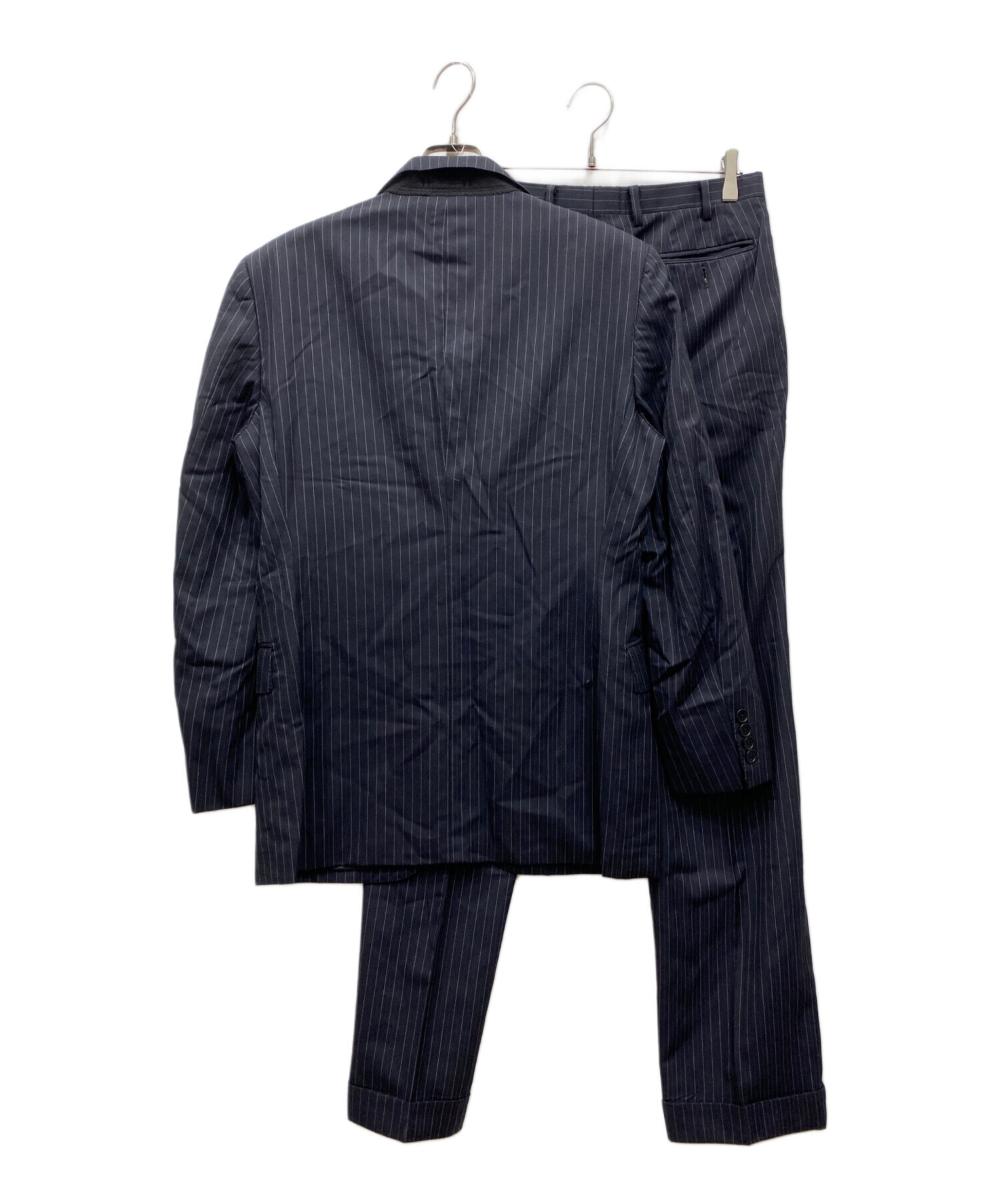 バーバリーブラックレーベル　ダークストライプ ビジネススーツ 3点セット 中古・古着通販】BURBERRY BLACK LABEL (バーバリーブラックレーベル