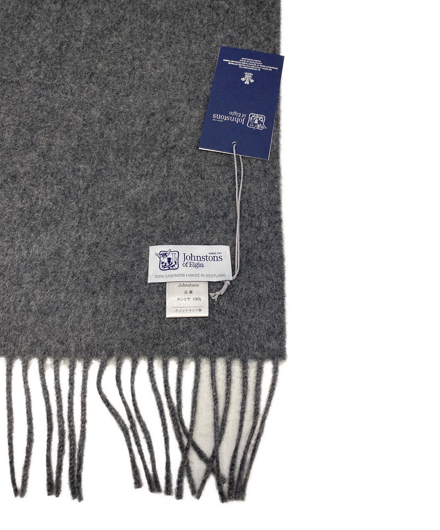 Johnstons of Elgin グレー カシミヤ 100%マフラー 中古・古着通販】JOHNSTONS OF ELGIN (ジョンストンズ オブ エルガン